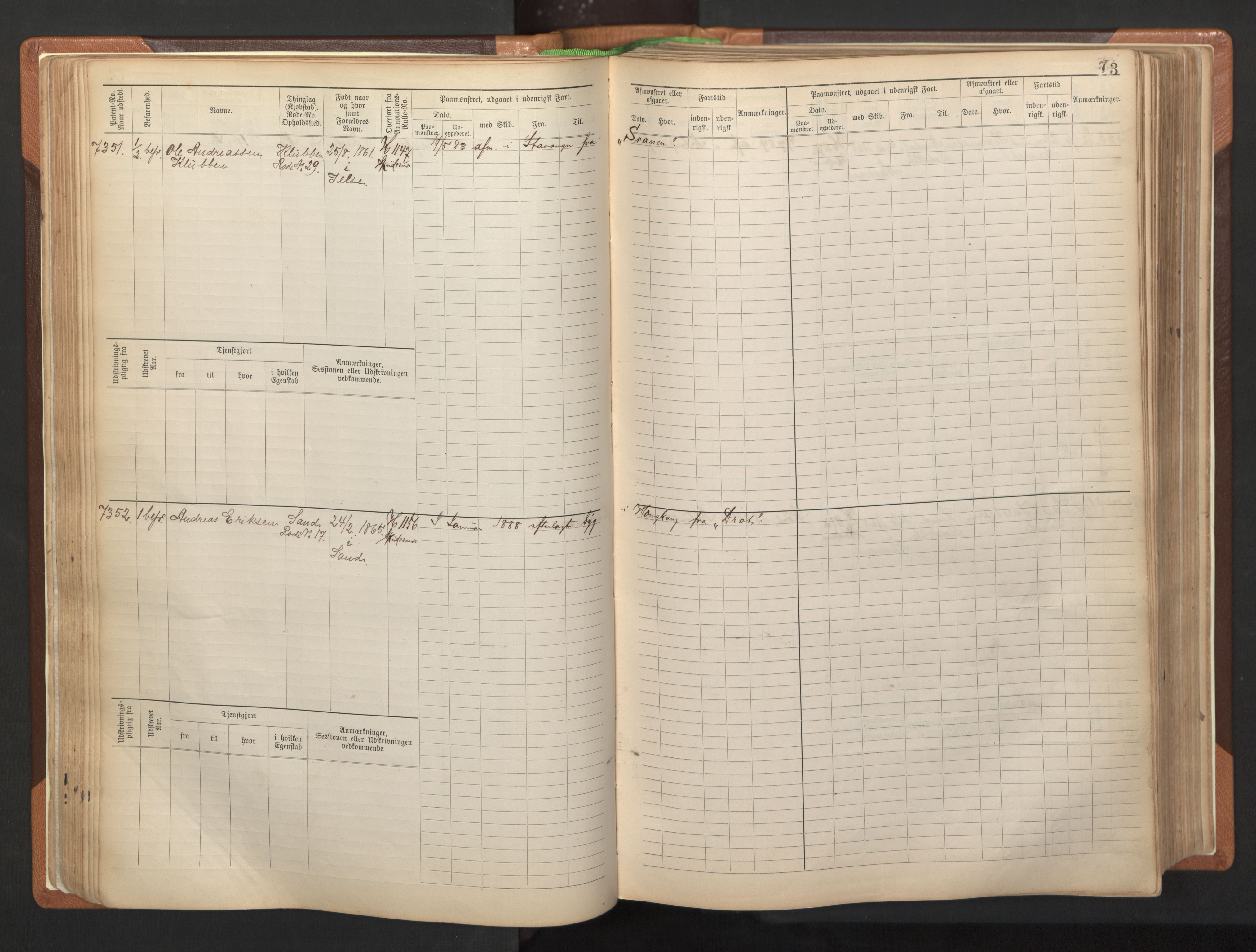 Stavanger sjømannskontor, AV/SAST-A-102006/F/Fb/Fbb/L0012: Sjøfartshovedrulle, patentnr. 7207-8158, 1894-1904, s. 76