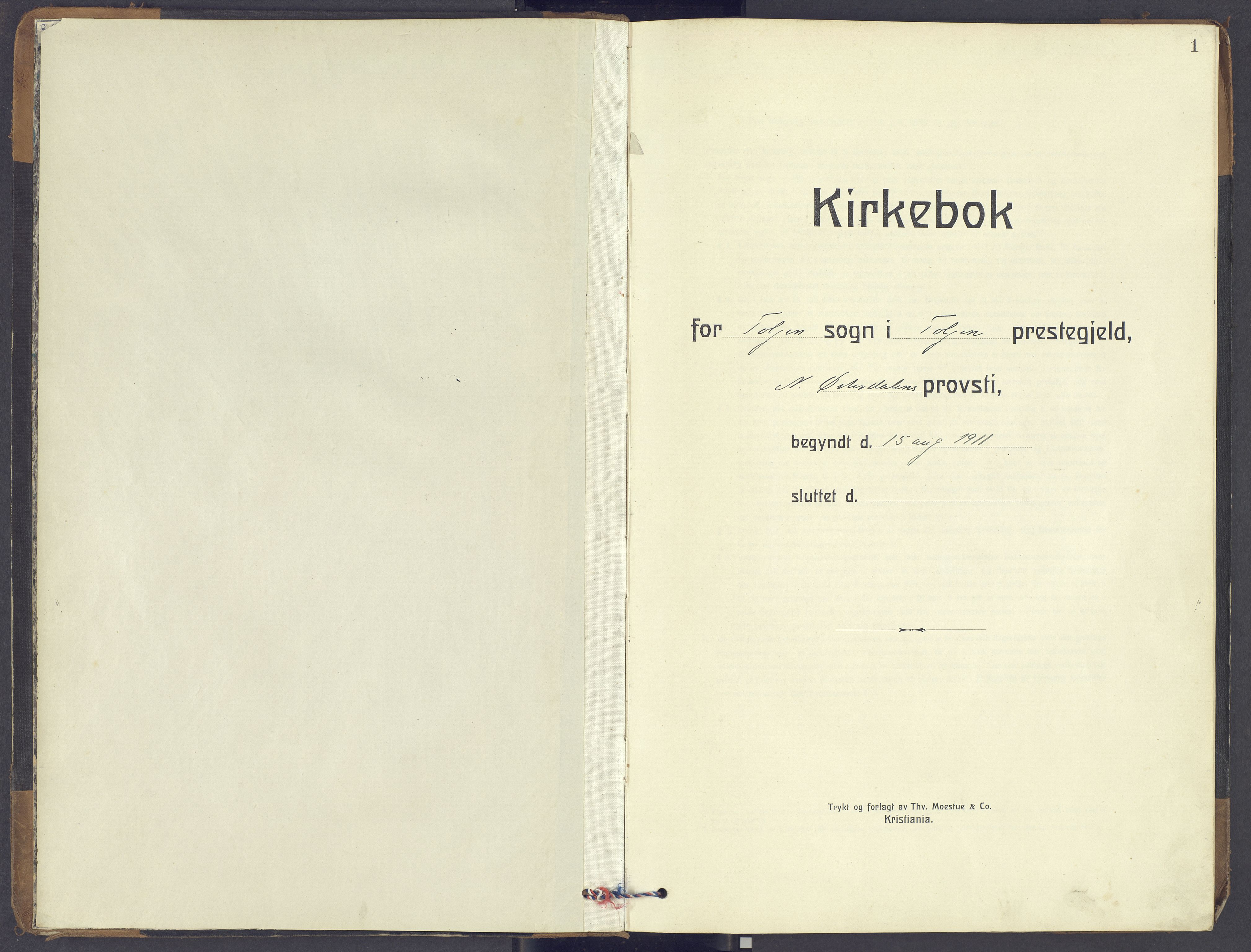 Tolga prestekontor, AV/SAH-PREST-062/K/L0018: Ministerialbok nr. 18, 1911-1989, s. 1