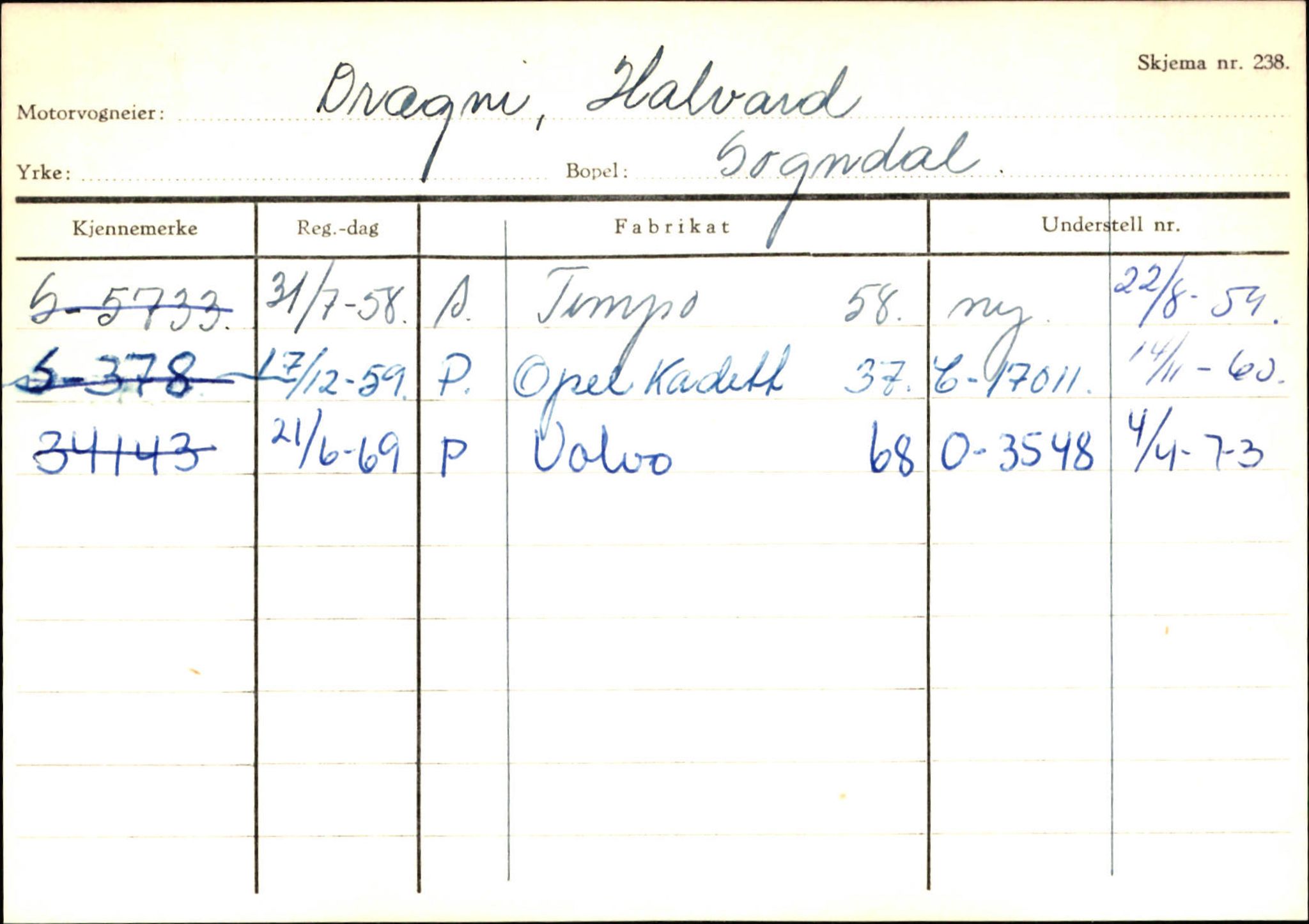 Statens vegvesen, Sogn og Fjordane vegkontor, AV/SAB-A-5301/4/F/L0124: Eigarregister Sogndal A-U, 1945-1975, s. 301