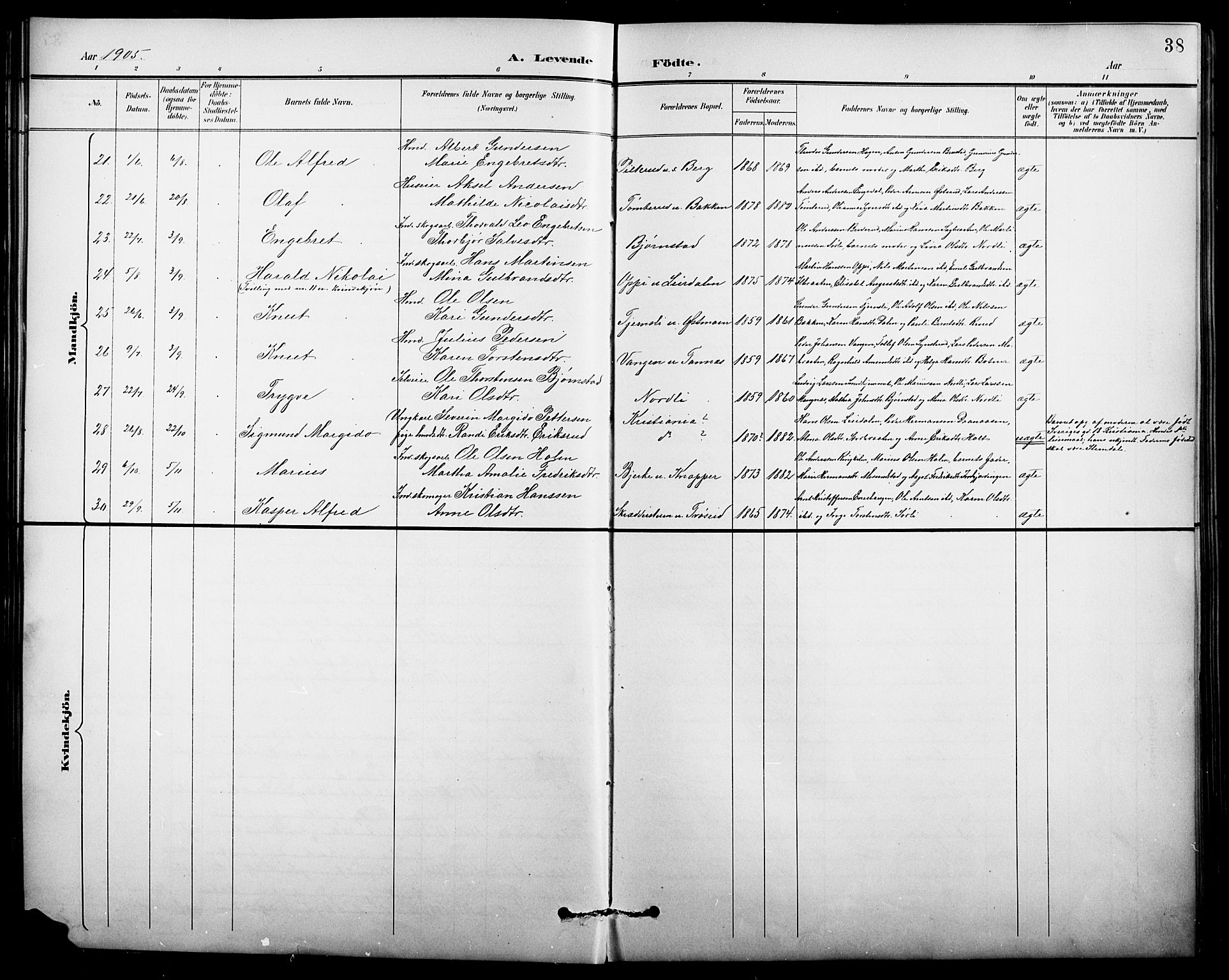 Nord-Odal prestekontor, AV/SAH-PREST-032/H/Ha/Hab/L0002: Klokkerbok nr. 2, 1895-1921, s. 38
