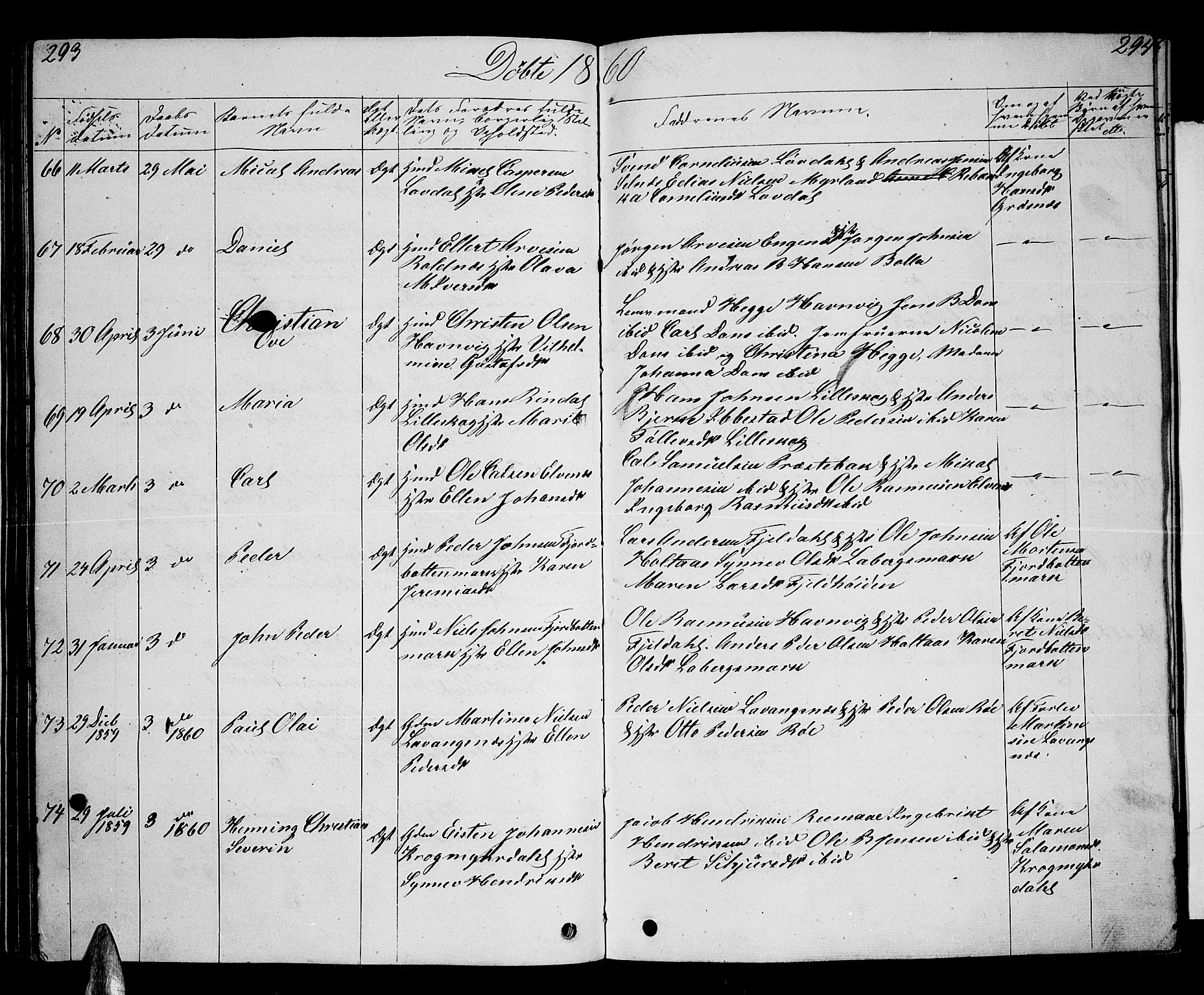 Ibestad sokneprestembete, AV/SATØ-S-0077/H/Ha/Hab/L0004klokker: Klokkerbok nr. 4, 1852-1860, s. 293-294