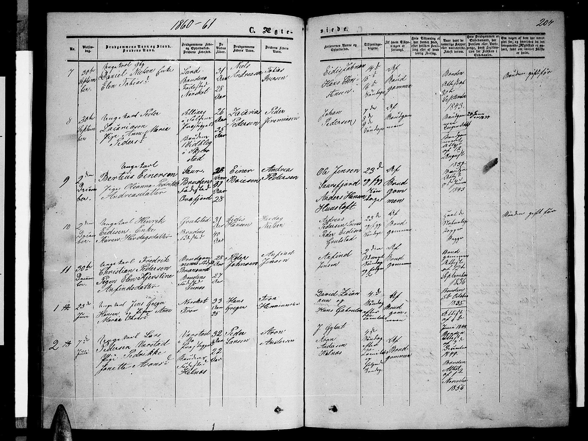 Ministerialprotokoller, klokkerbøker og fødselsregistre - Nordland, AV/SAT-A-1459/857/L0827: Klokkerbok nr. 857C02, 1852-1879, s. 204