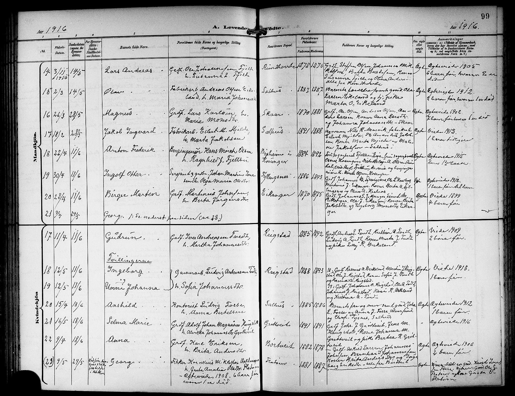 Hamre sokneprestembete, AV/SAB-A-75501/H/Ha/Hab: Klokkerbok nr. B 4, 1898-1919, s. 99