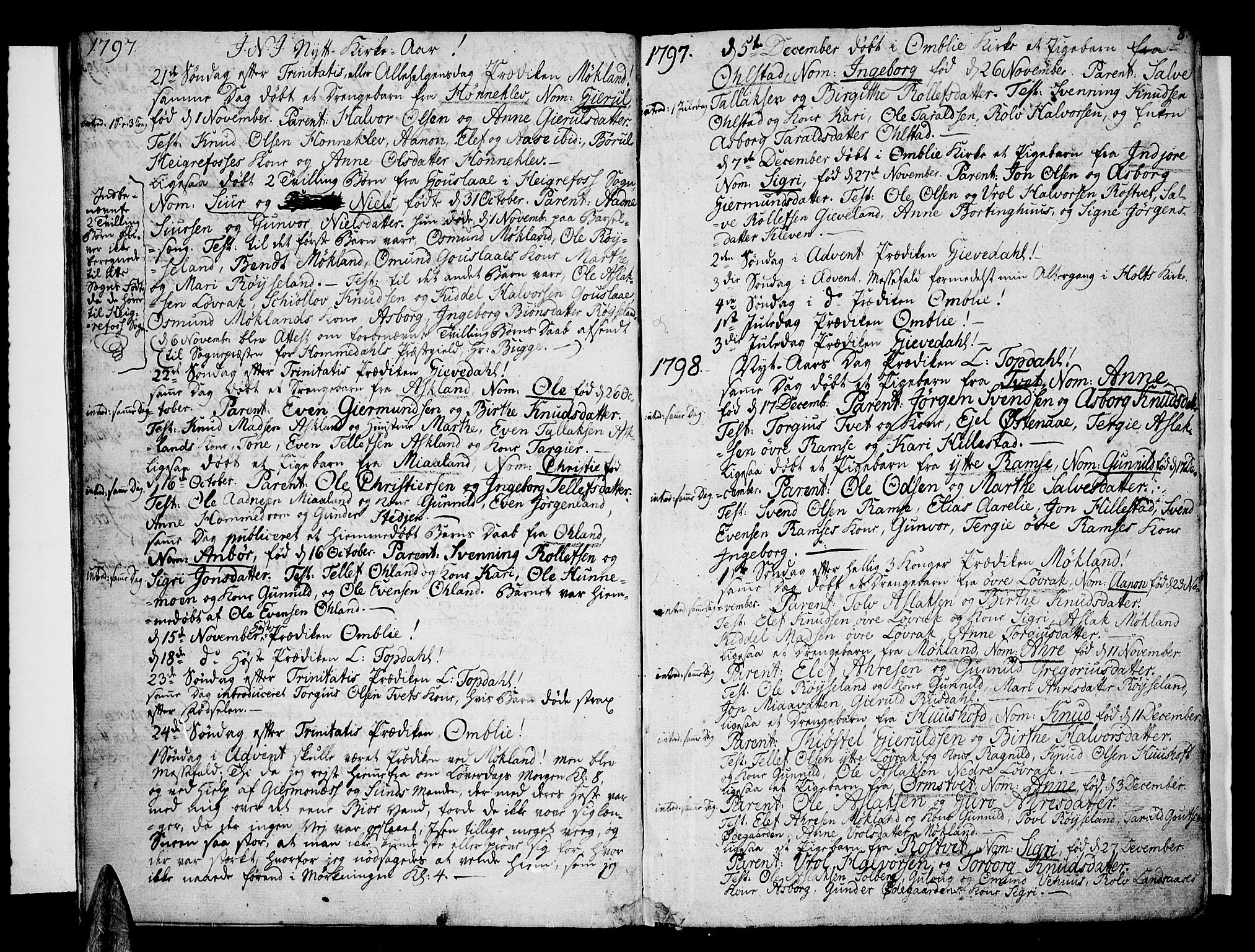 Åmli sokneprestkontor, AV/SAK-1111-0050/F/Fa/Fac/L0005: Ministerialbok nr. A 5, 1796-1816, s. 8