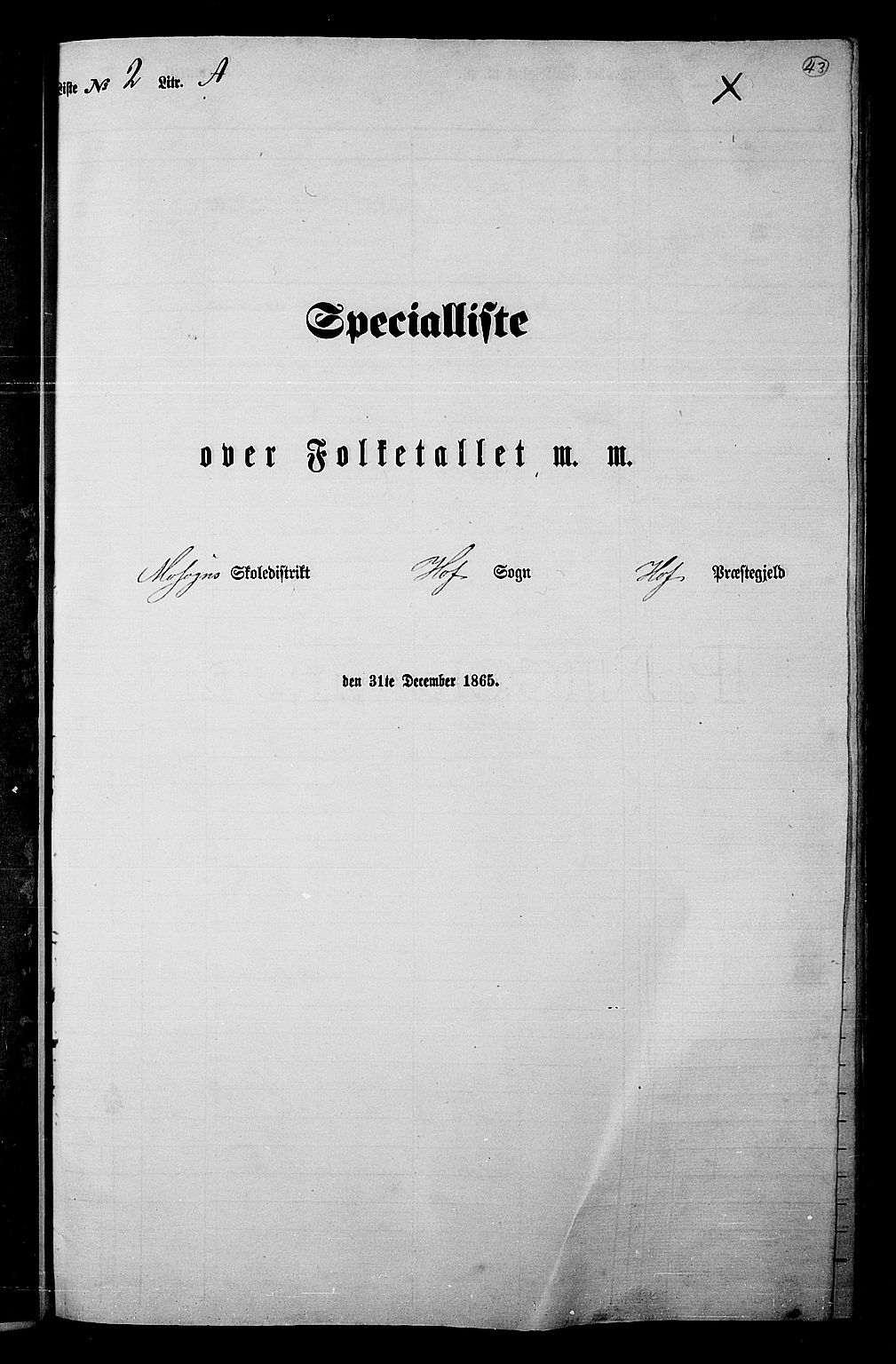 RA, Folketelling 1865 for 0424P Hof prestegjeld, 1865, s. 39