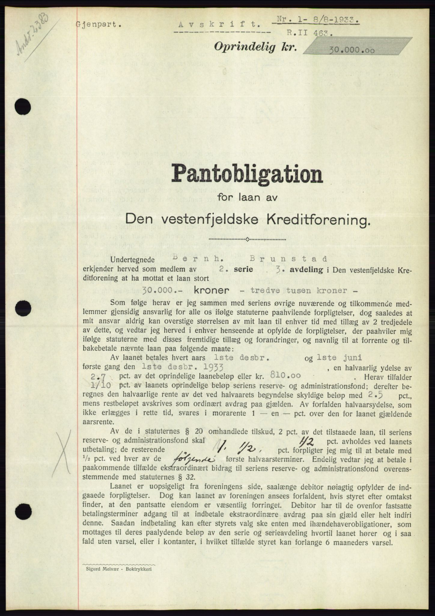 Ålesund byfogd, AV/SAT-A-4384: Pantebok nr. 31, 1933-1934, Tingl.dato: 08.08.1933