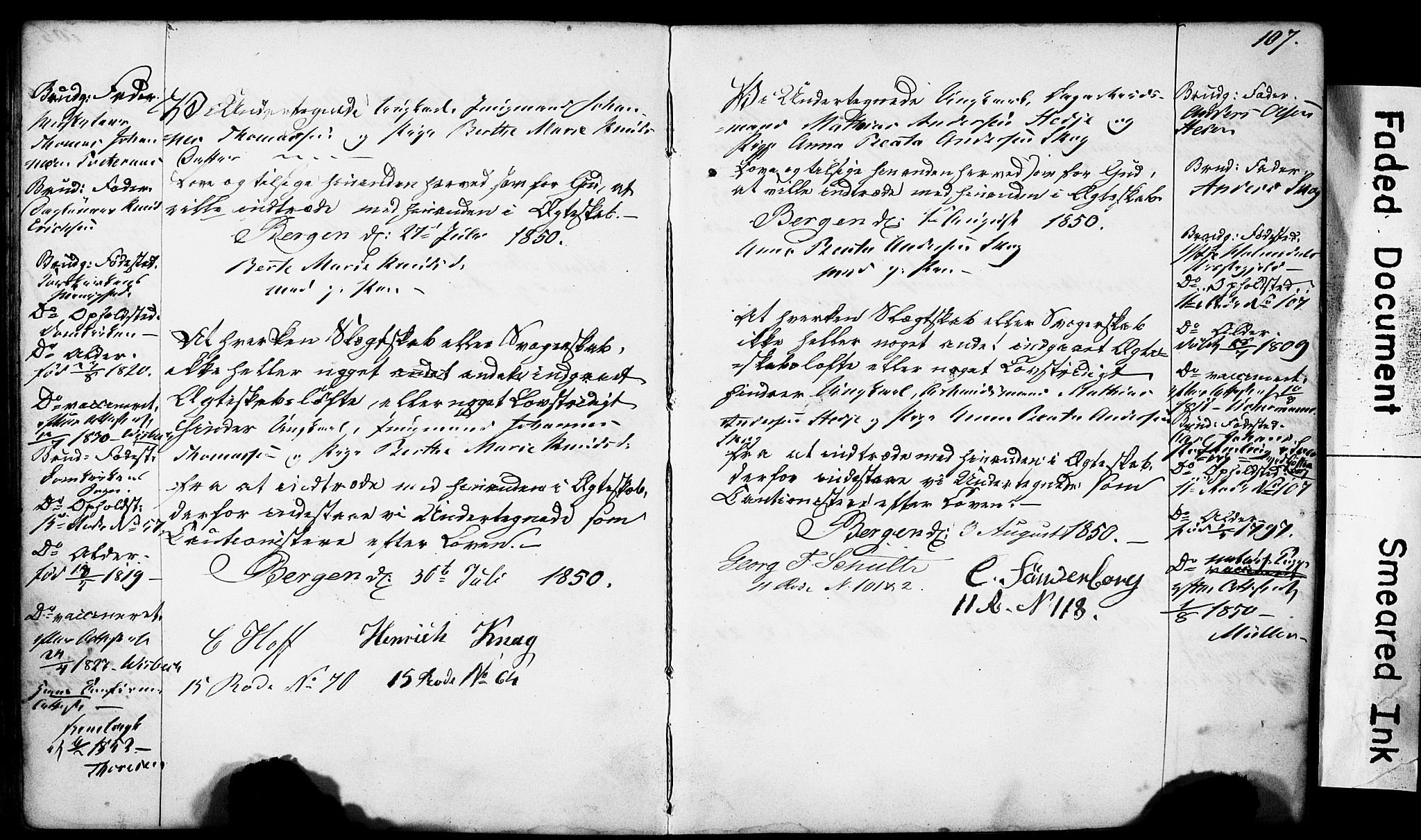 Domkirken sokneprestembete, SAB/A-74801: Forlovererklæringer nr. II.5.4, 1845-1852, s. 107