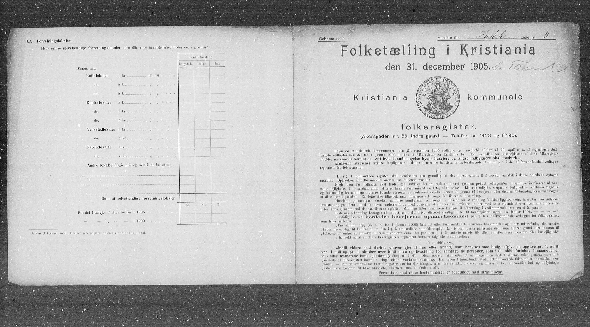 OBA, Kommunal folketelling 31.12.1905 for Kristiania kjøpstad, 1905, s. 29043