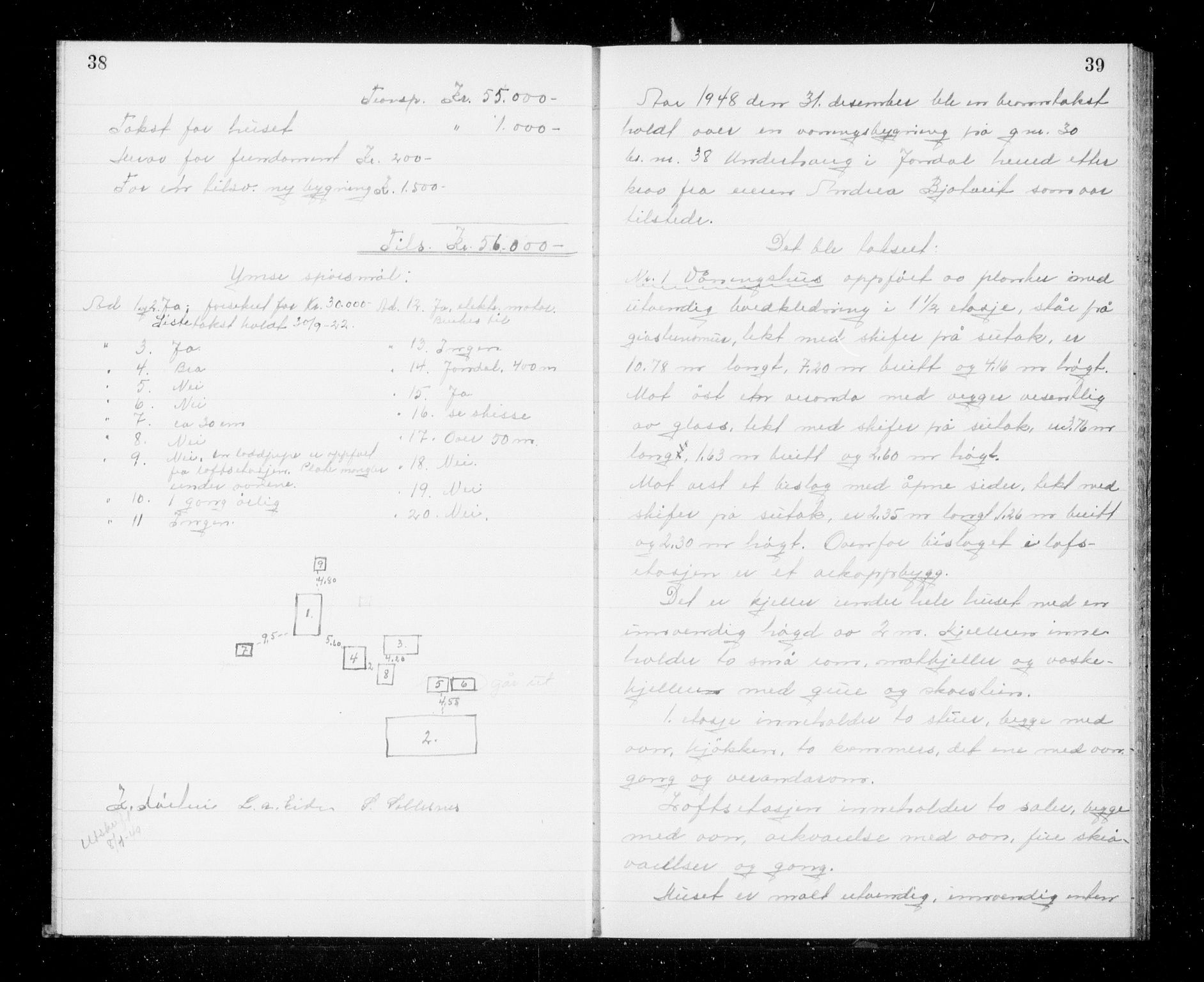 Lensmannen i Jondal, AV/SAB-A-33101/0012/L0003: Branntakstprotokoll, 1948-1951, s. 38-39