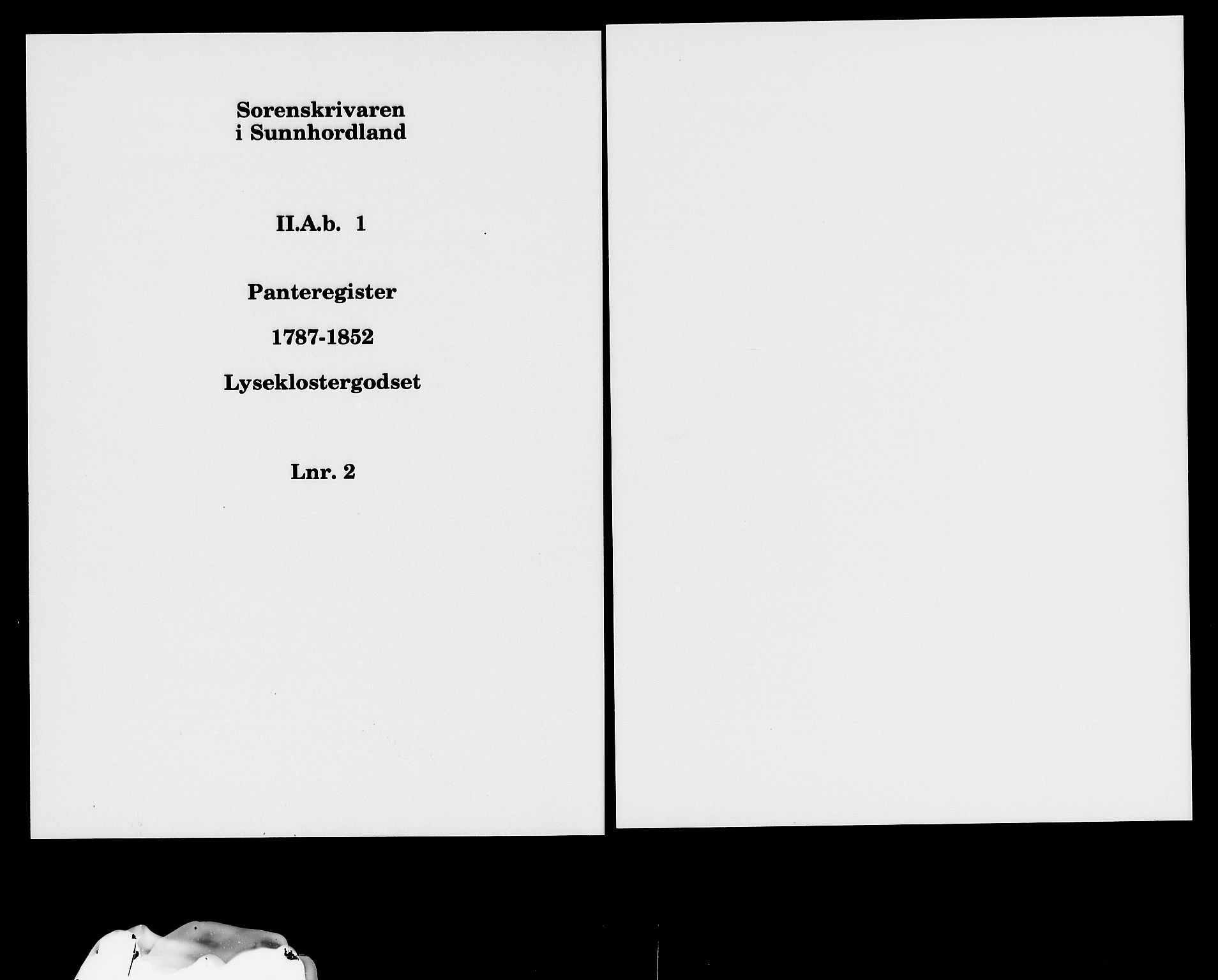 Sunnhordland sorenskrivar, SAB/A-2401/1/G/Ga/Gab/L0001: Panteregister nr. II.A.b.1, 1787-1852