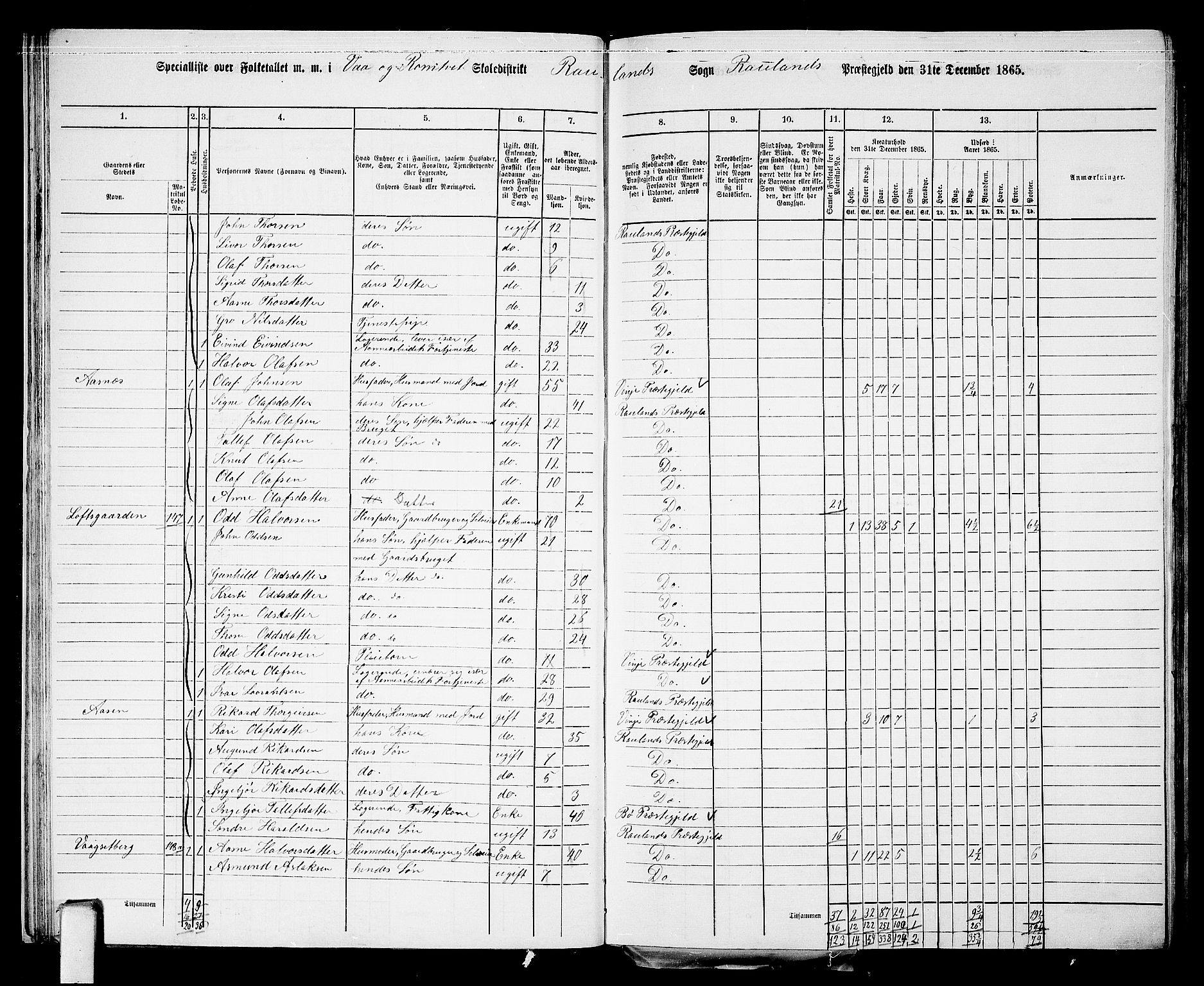 RA, Folketelling 1865 for 0835P Rauland prestegjeld, 1865, s. 26