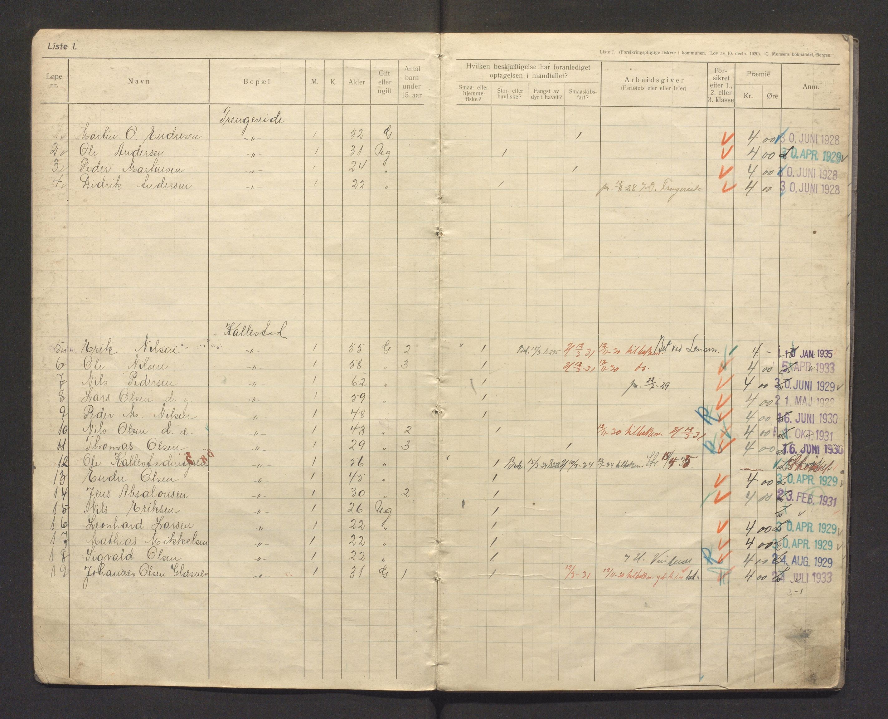 Fjell kommune. Fiskarmanntalsnemnda, IKAH/1246-352/F/Fa/L0001/0007: Fiskarmanntal / Fiskarmanntal, 1928