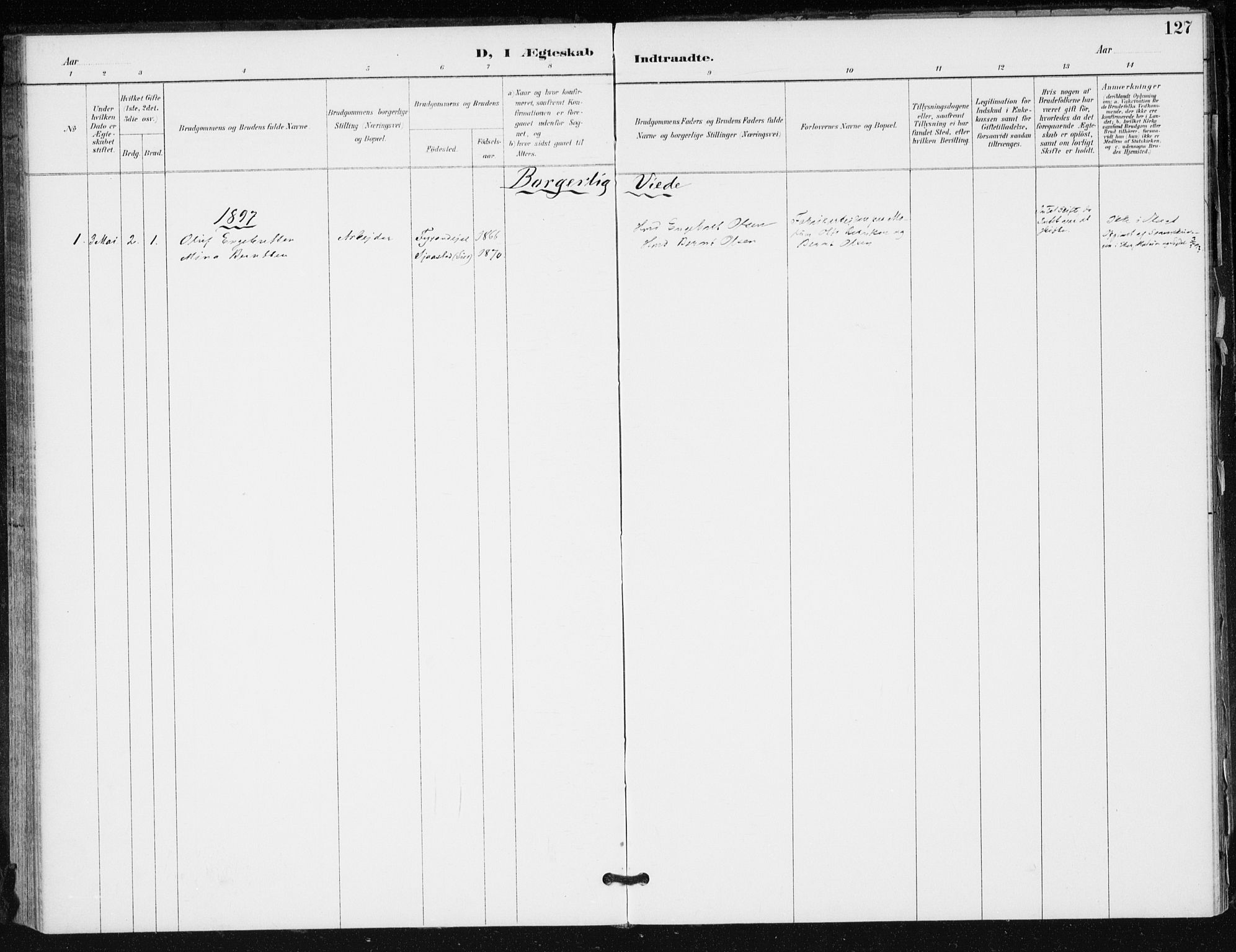 Krødsherad kirkebøker, AV/SAKO-A-19/F/Fa/L0006: Ministerialbok nr. 6, 1889-1899, s. 127