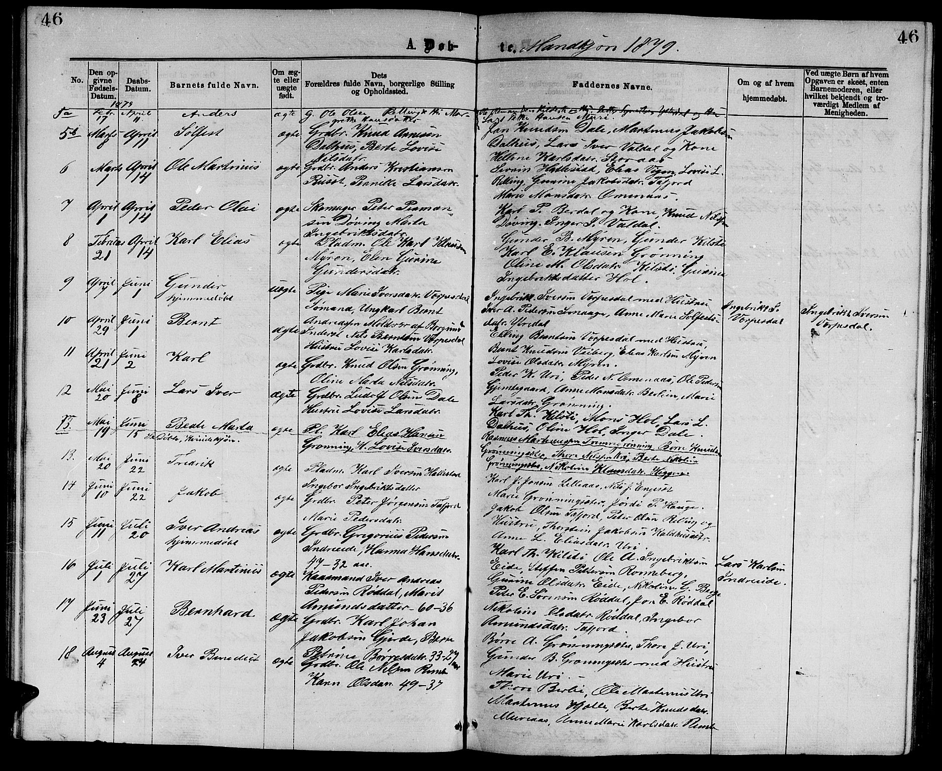 Ministerialprotokoller, klokkerbøker og fødselsregistre - Møre og Romsdal, SAT/A-1454/519/L0262: Klokkerbok nr. 519C03, 1866-1884, s. 46