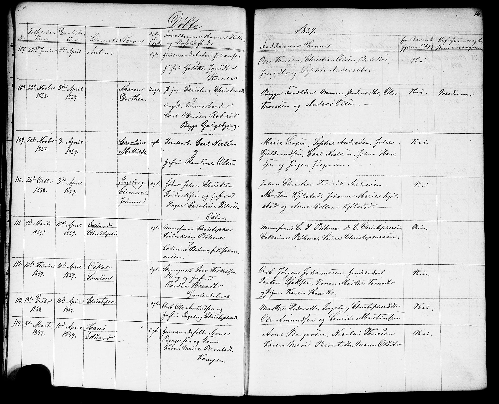 Grønland prestekontor Kirkebøker, SAO/A-10848/G/Ga/L0001: Klokkerbok nr. 1, 1859-1861, s. 16
