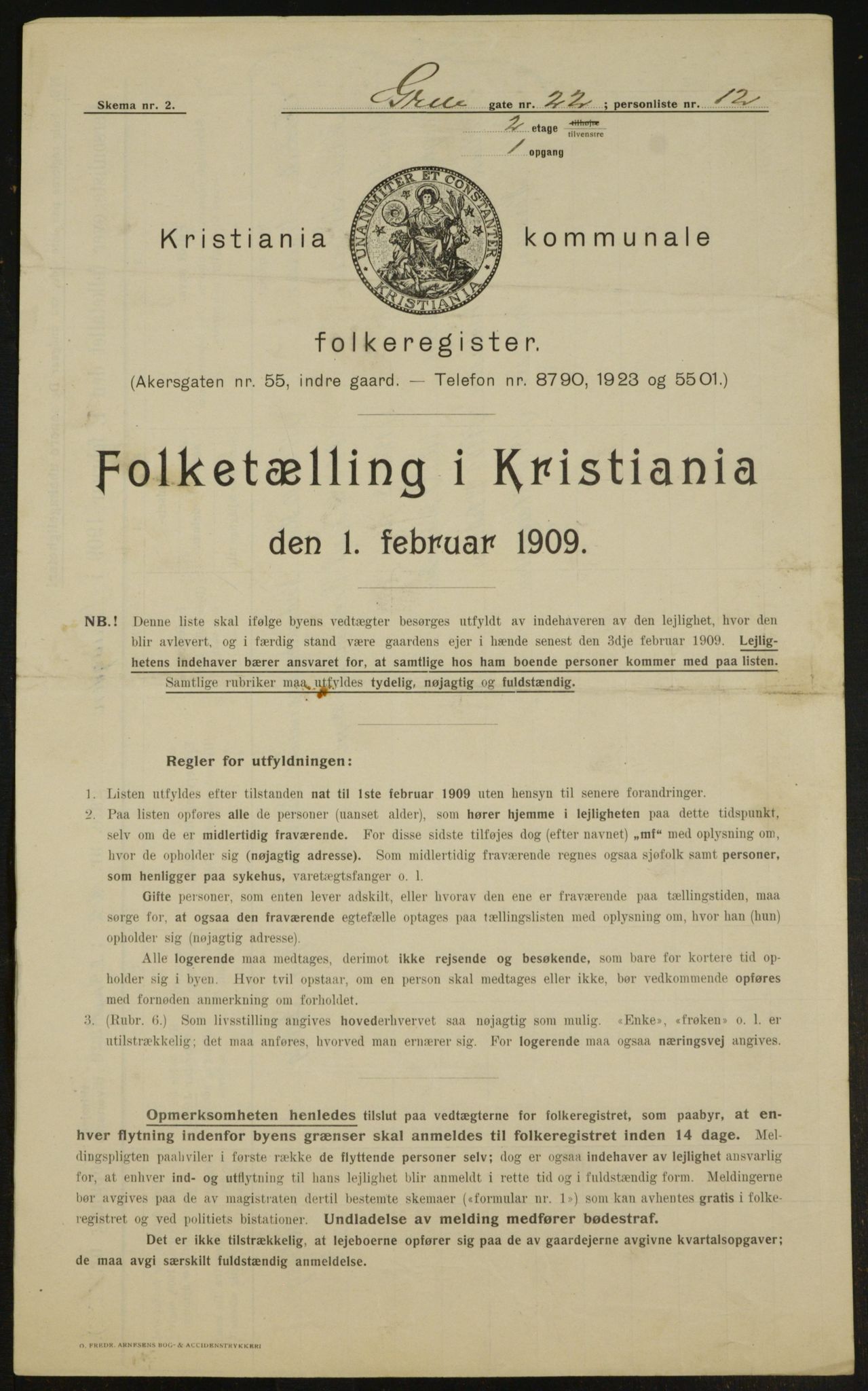 OBA, Kommunal folketelling 1.2.1909 for Kristiania kjøpstad, 1909, s. 27813