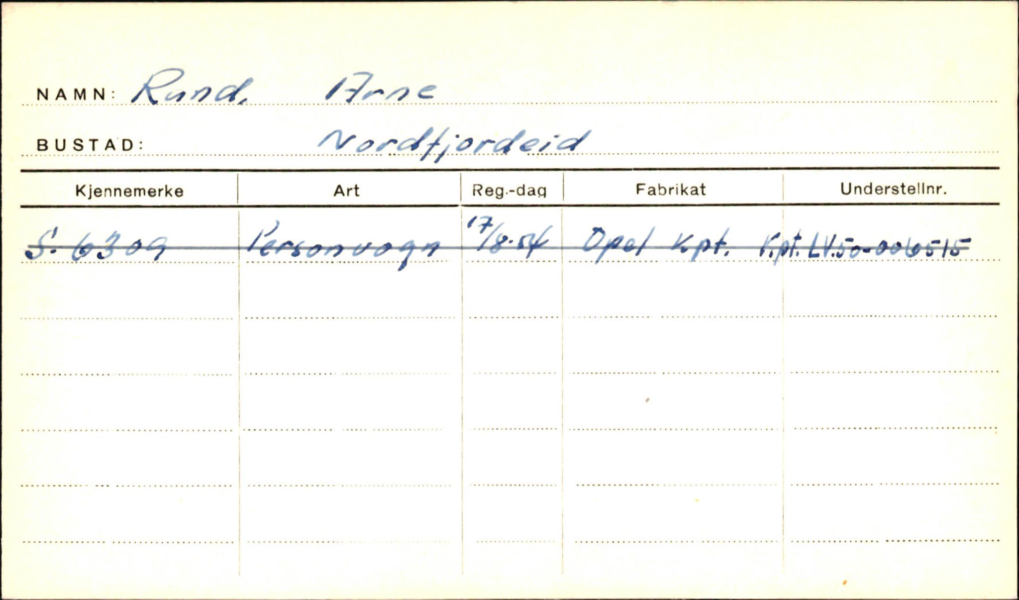 Statens vegvesen, Sogn og Fjordane vegkontor, SAB/A-5301/4/F/L0001E: Eigarregister Fjordane til 1.6.1961, 1930-1961, s. 2