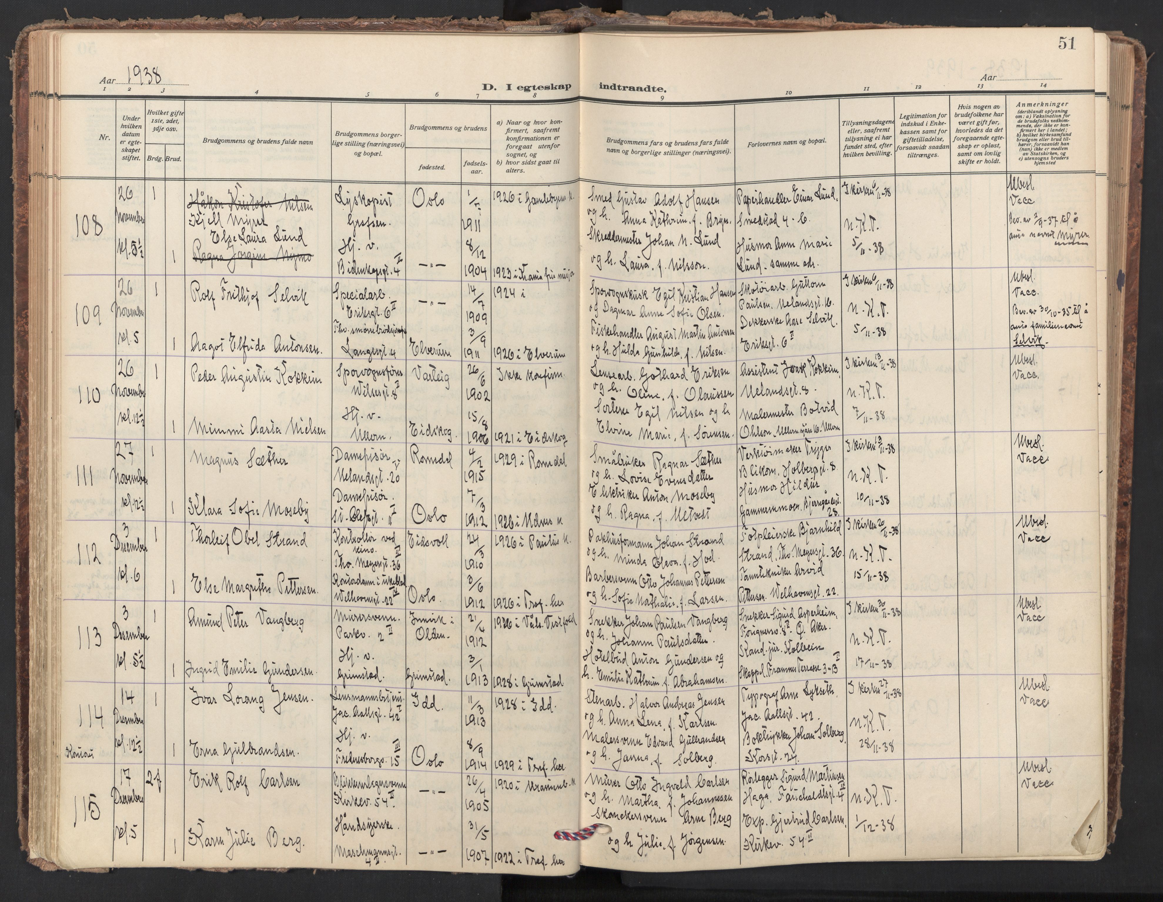 Trefoldighet prestekontor Kirkebøker, AV/SAO-A-10882/F/Fc/L0010: Ministerialbok nr. III 10, 1936-1954, s. 51