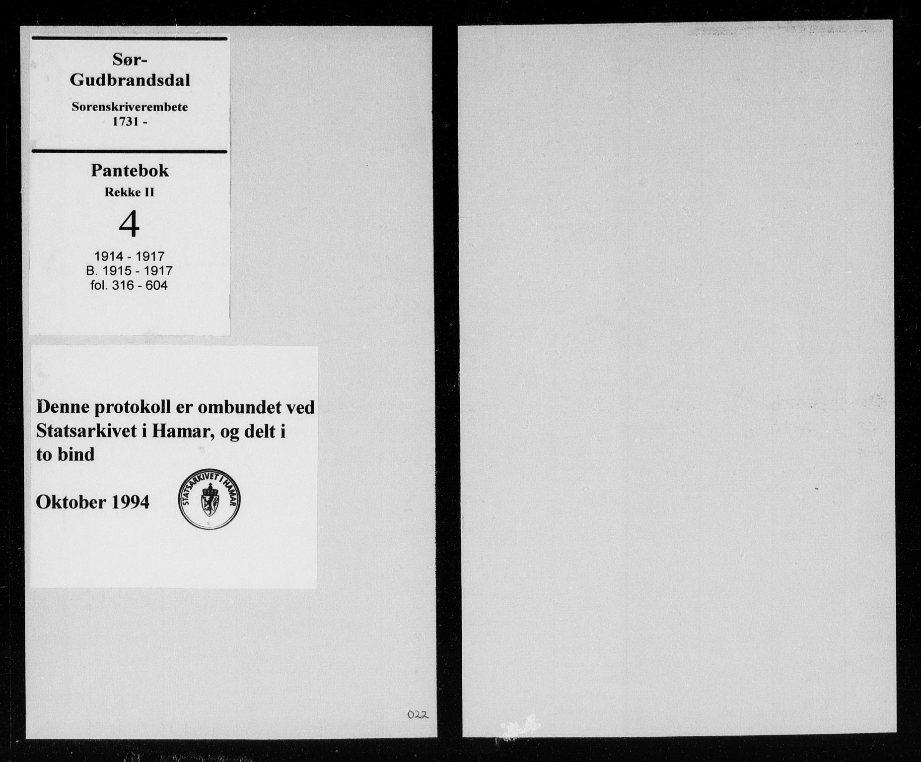 Sør-Gudbrandsdal tingrett, SAH/TING-004/H/Hb/Hbb/L0004: Pantebok nr. II 4b, 1915-1917