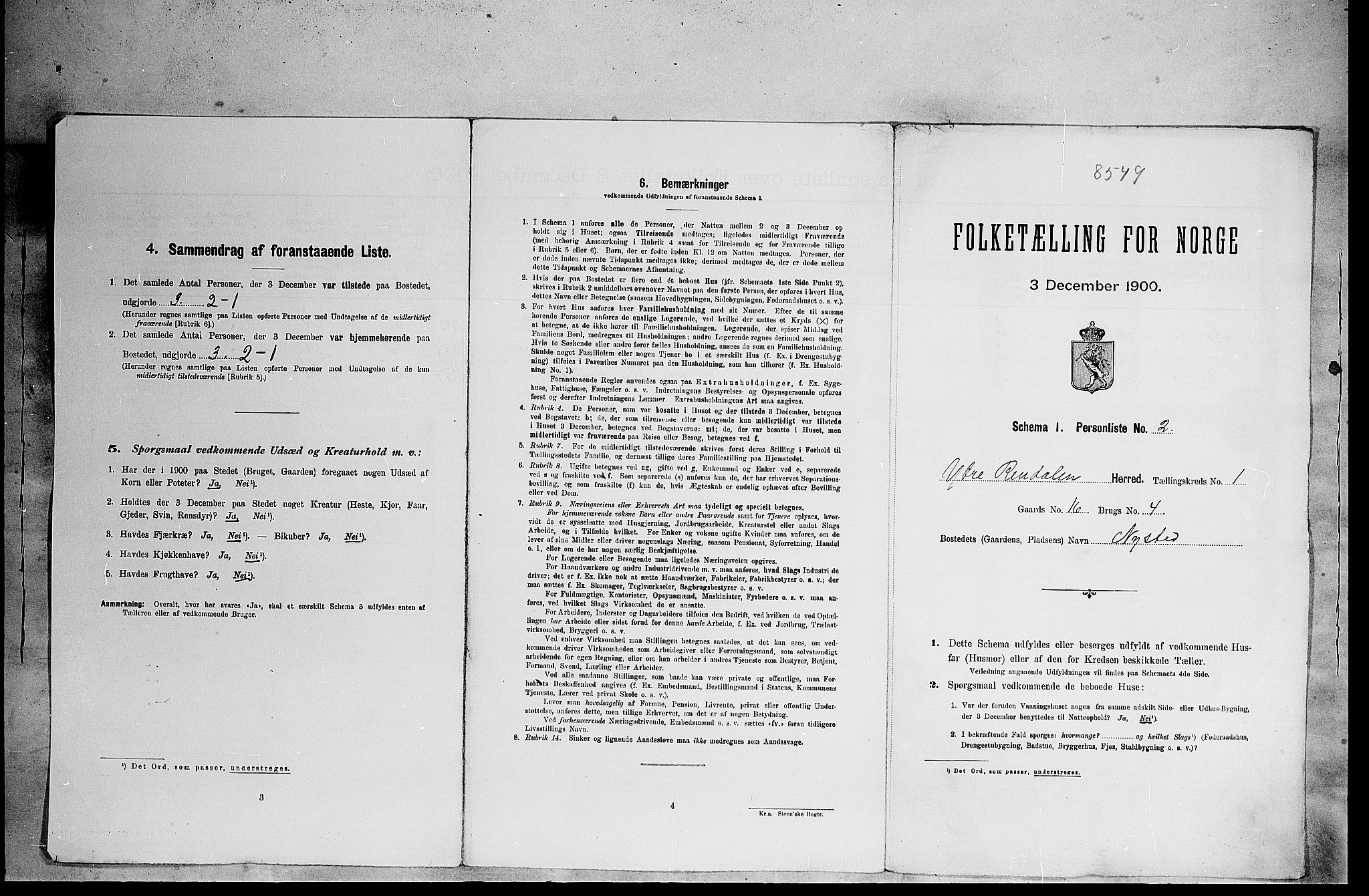 SAH, Folketelling 1900 for 0432 Ytre Rendal herred, 1900, s. 53