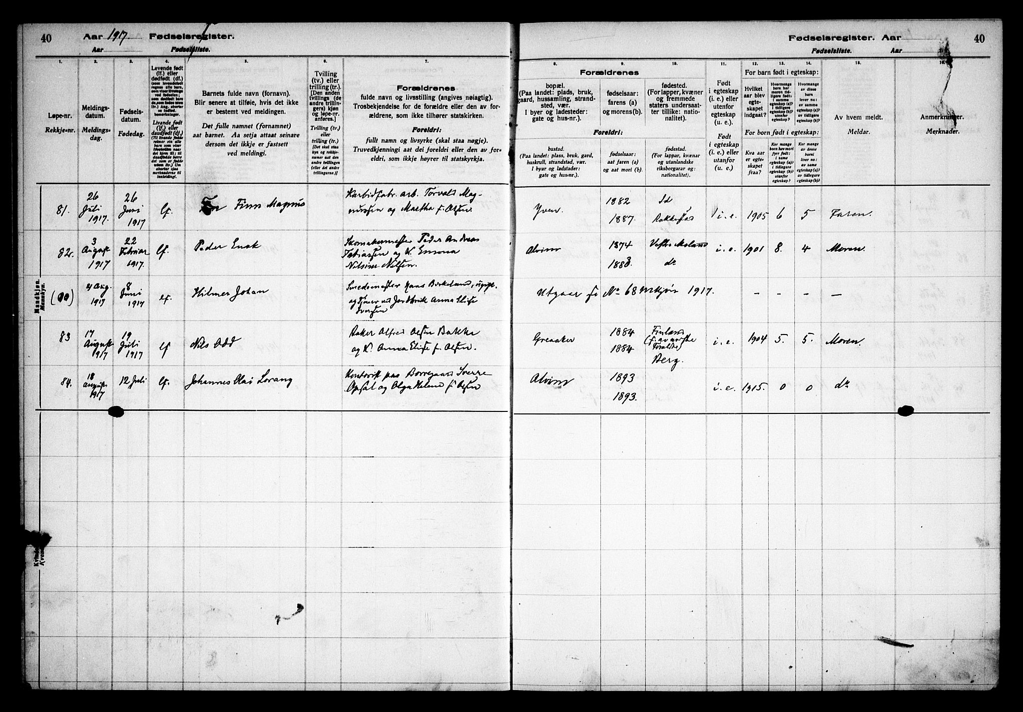 Tune prestekontor Kirkebøker, AV/SAO-A-2007/J/Ja/L0001: Fødselsregister nr. I 1, 1916-1928, s. 40