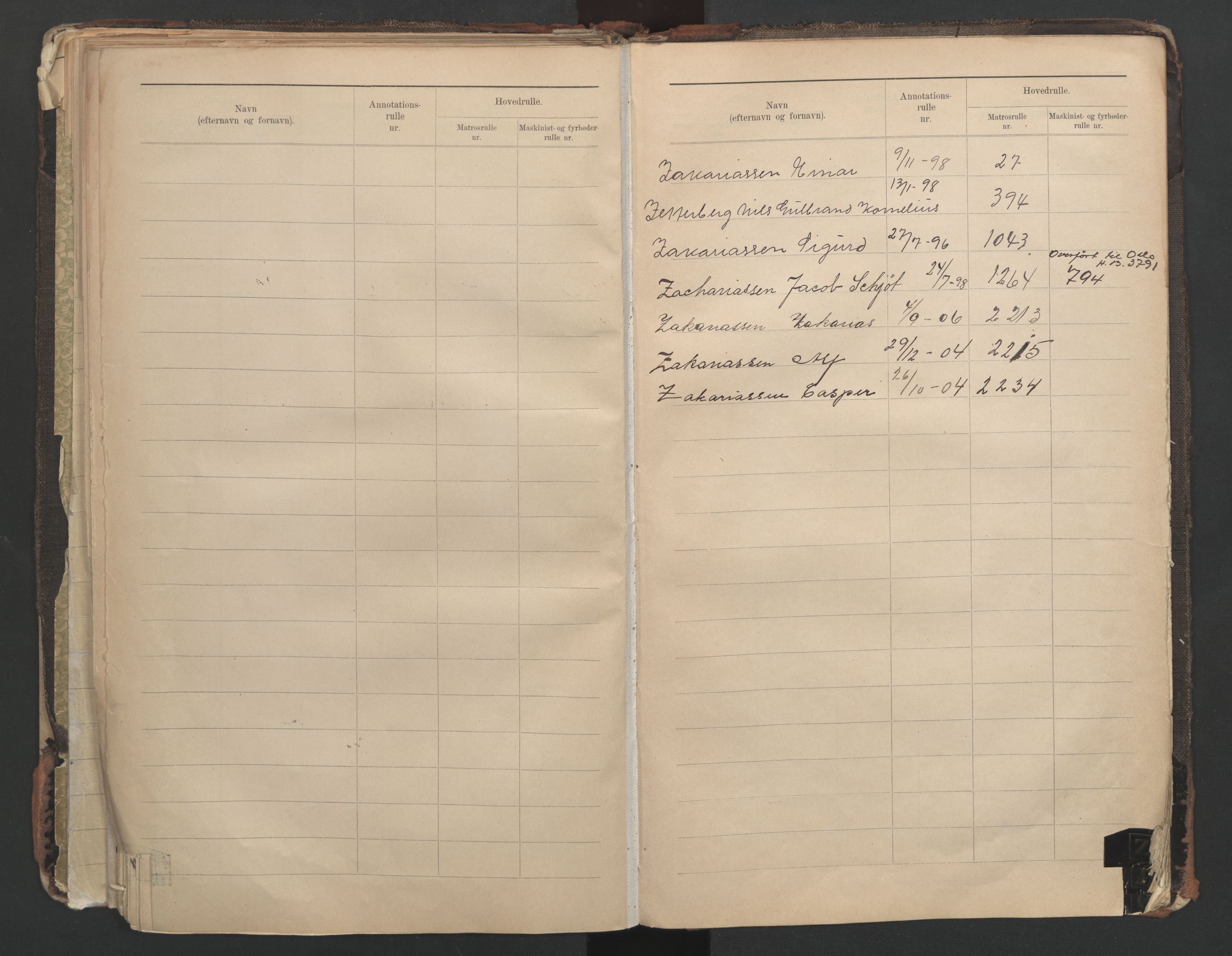 Horten innrulleringskontor, SAKO/A-785/G/Ga/L0001: Register over sjøfarts-, annotasjonsrulle og sjøfartshovedrulle, 1860-1948, s. 89
