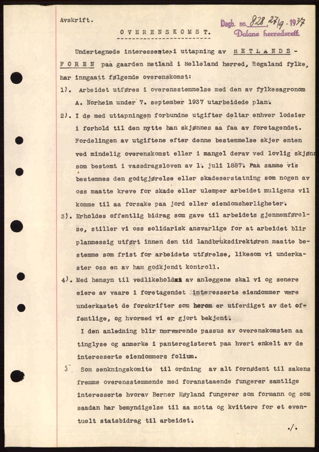 Dalane sorenskriveri, SAST/A-100309/02/G/Gb/L0041: Pantebok nr. A2, 1936-1937, Dagboknr: 828/1937