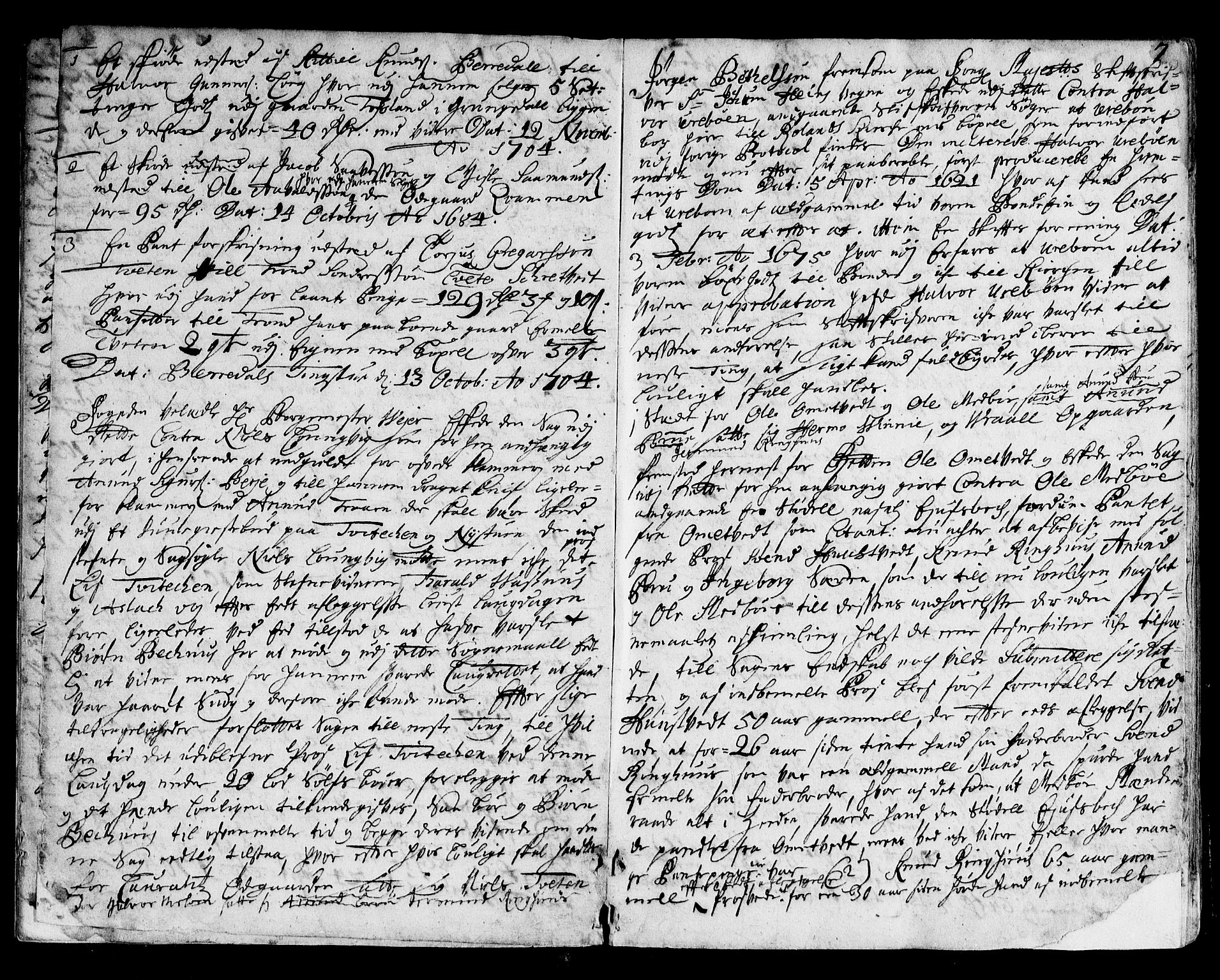 Vest-Telemark sorenskriveri, AV/SAKO-A-134/F/Fa/L0018: Tingbok, 1704-1710, s. 7