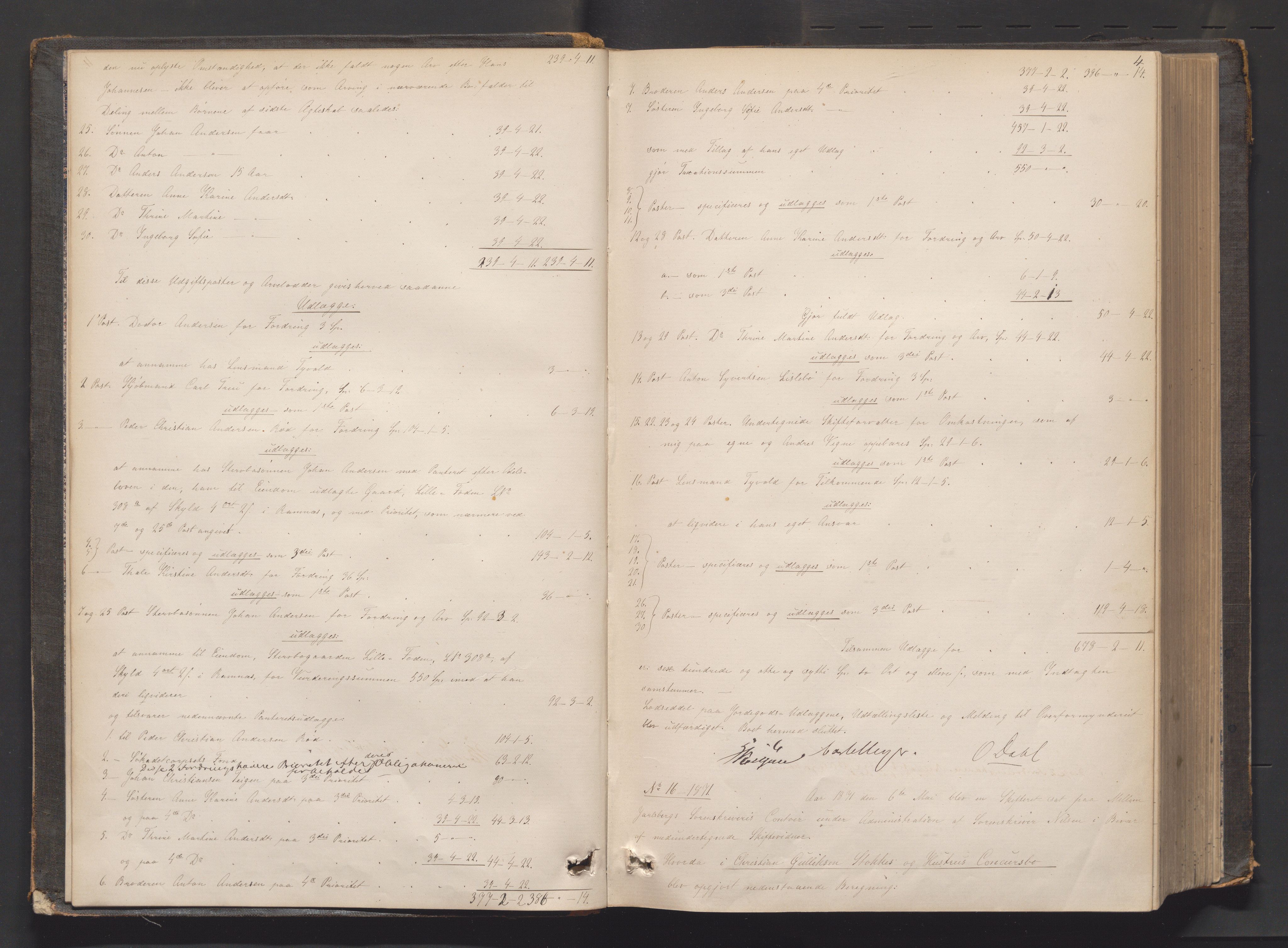 Mellom Jarlsberg sorenskriveri, AV/SAKO-A-132/H/Hb/Hbc/L0004: Skifteutlodningsprotokoll, 1871-1878, s. 3b-4a