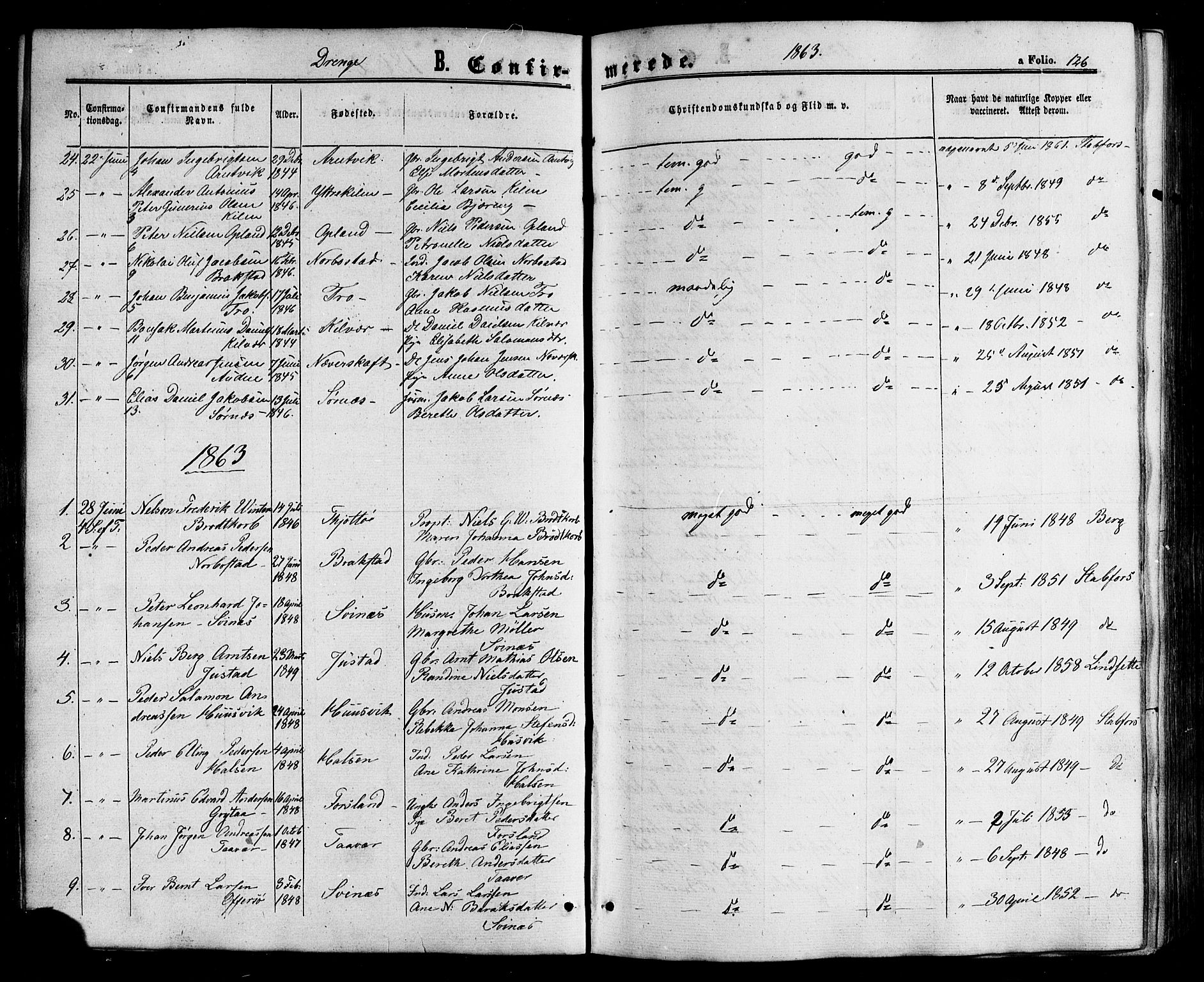 Ministerialprotokoller, klokkerbøker og fødselsregistre - Nordland, SAT/A-1459/817/L0262: Ministerialbok nr. 817A03/ 1, 1862-1877, s. 126