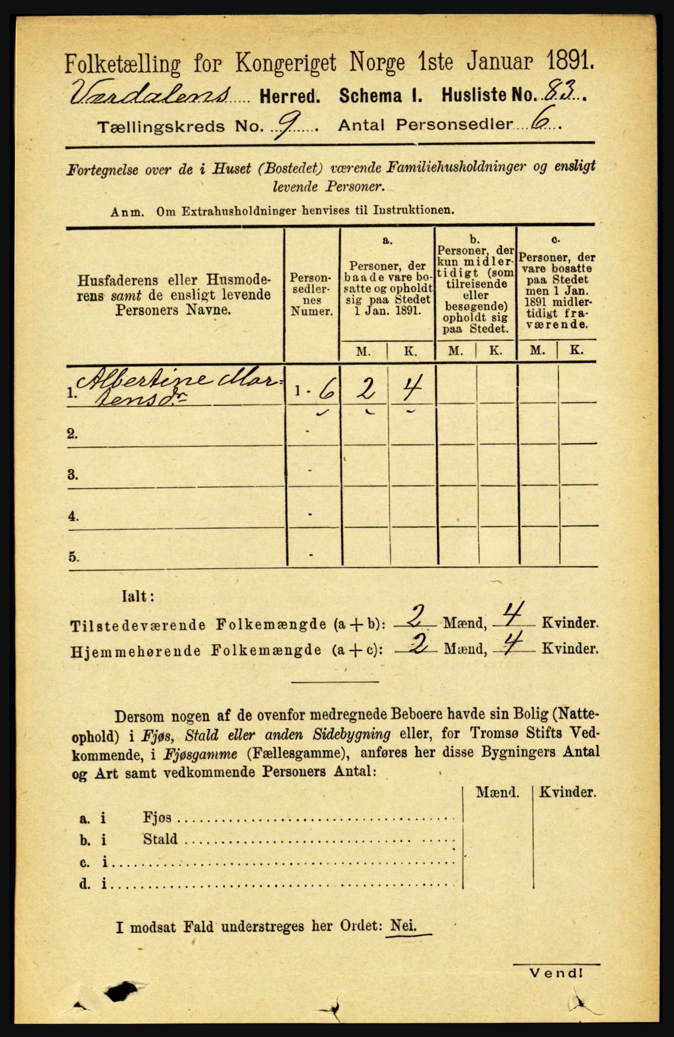 RA, Folketelling 1891 for 1721 Verdal herred, 1891, s. 4982