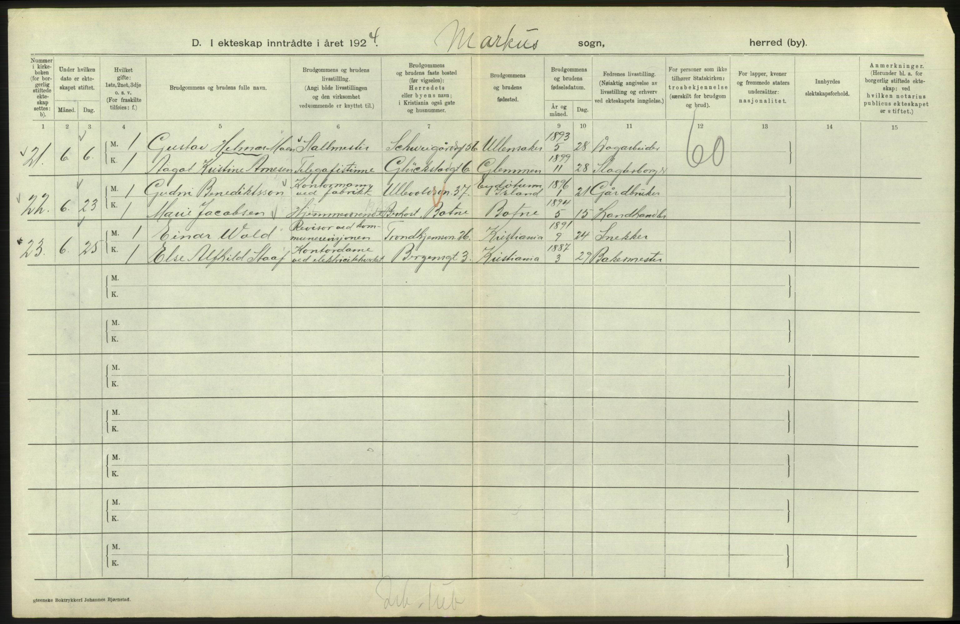 Statistisk sentralbyrå, Sosiodemografiske emner, Befolkning, AV/RA-S-2228/D/Df/Dfc/Dfcd/L0007: Kristiania: Gifte, 1924, s. 784