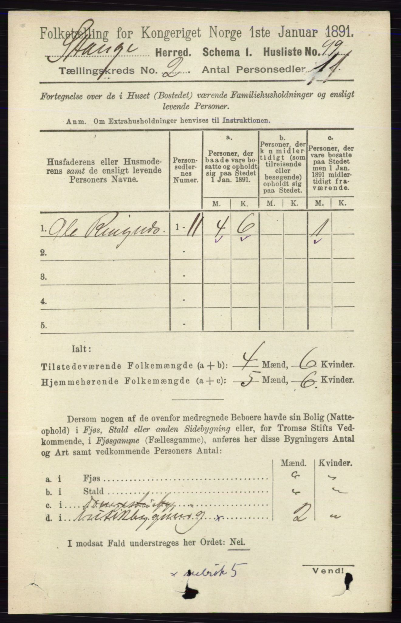 RA, Folketelling 1891 for 0417 Stange herred, 1891, s. 939