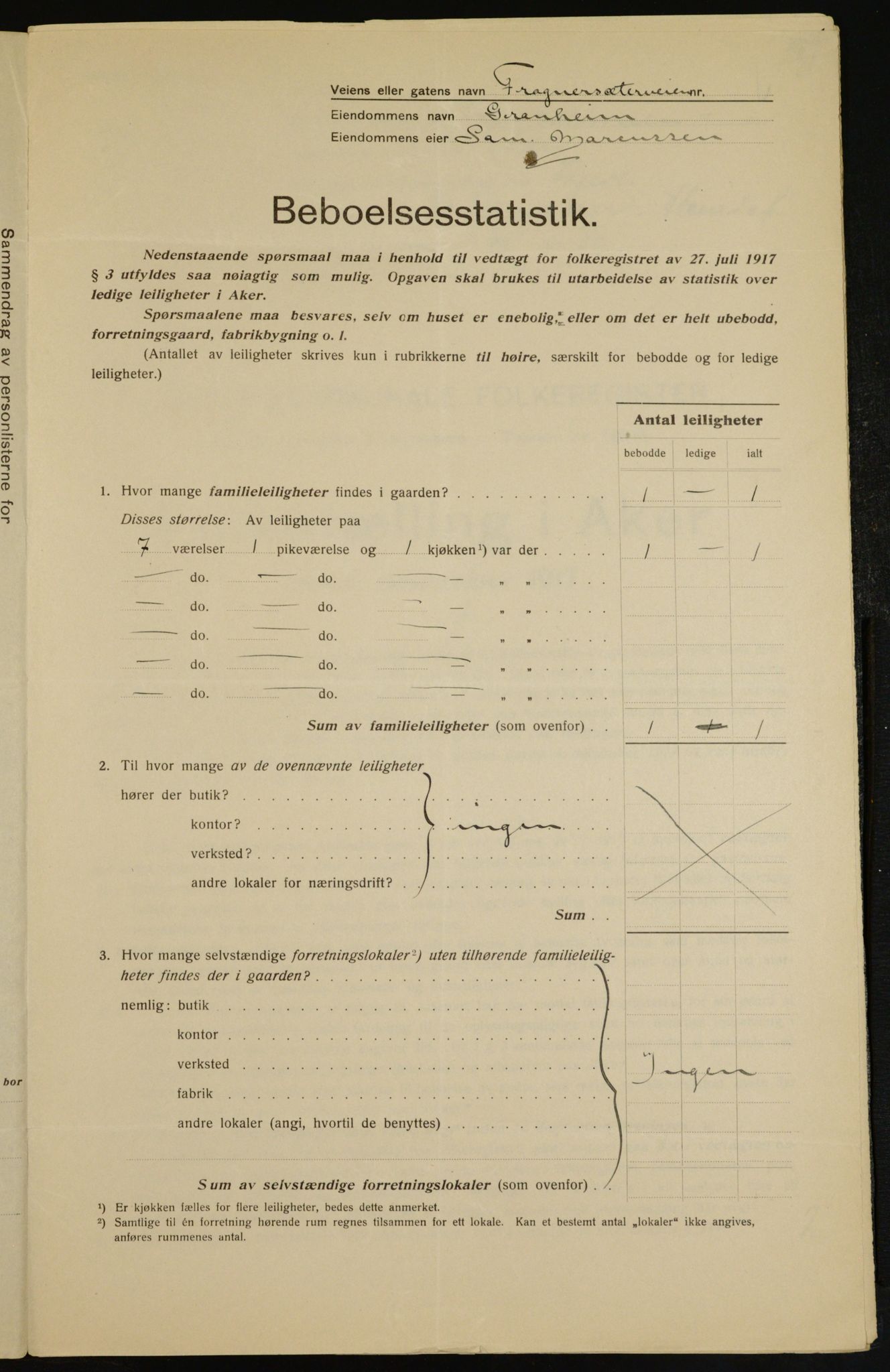 OBA, Kommunal folketelling 1.12.1917 for Aker, 1917, s. 7292