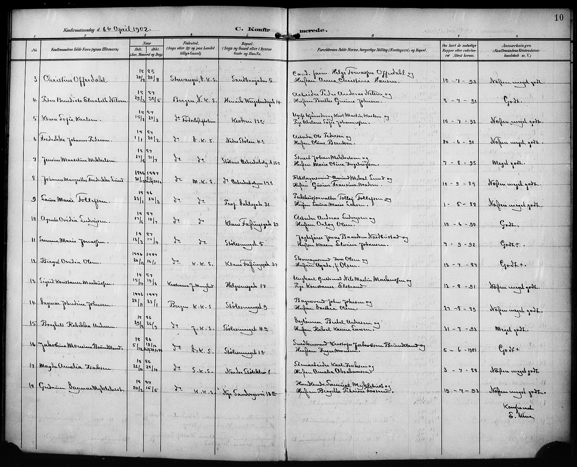 Mariakirken Sokneprestembete, AV/SAB-A-76901/H/Hab/L0009: Klokkerbok nr. A 9, 1901-1919, s. 10