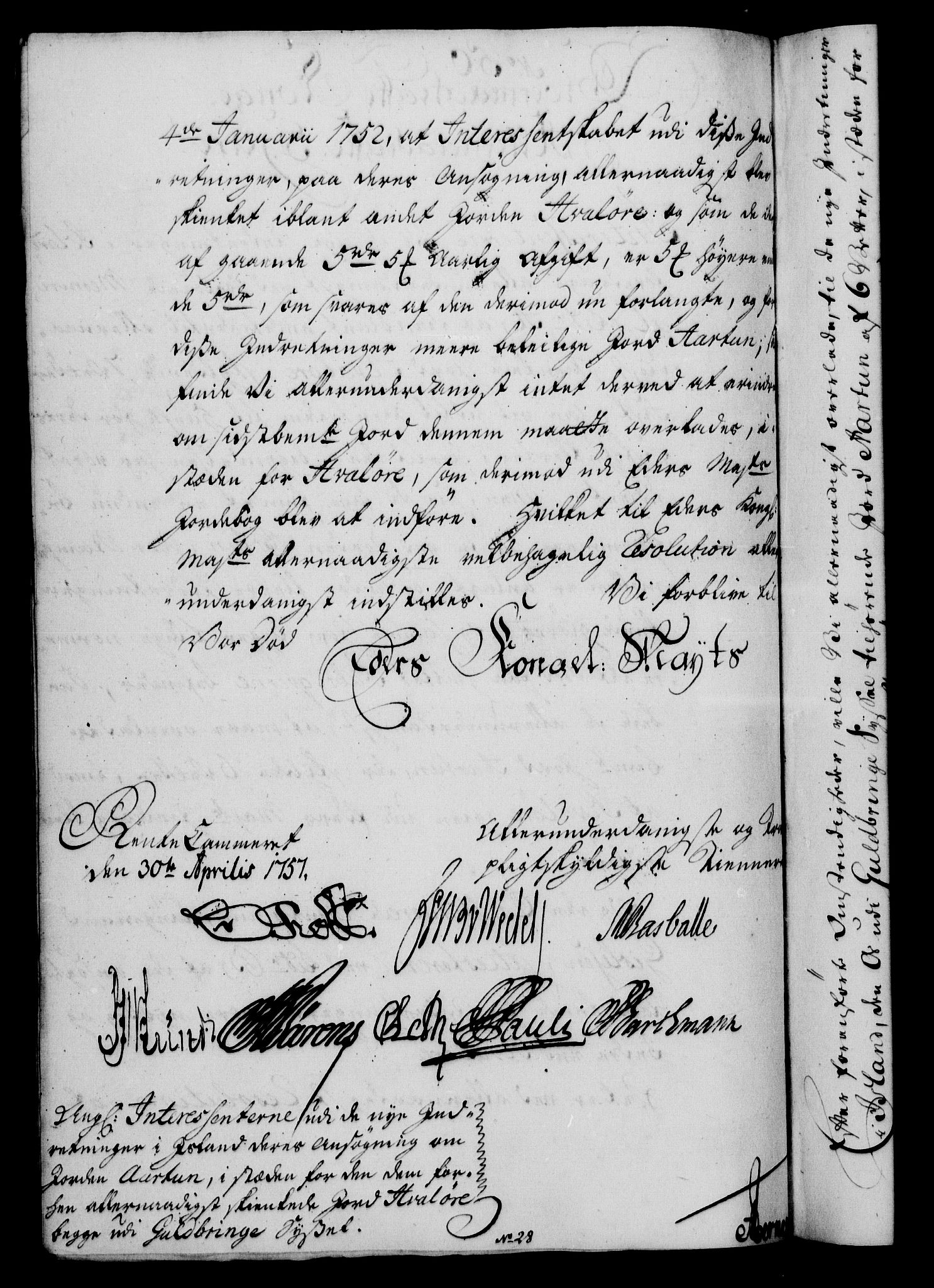 Rentekammeret, Kammerkanselliet, RA/EA-3111/G/Gf/Gfa/L0039: Norsk relasjons- og resolusjonsprotokoll (merket RK 52.39), 1757, s. 279