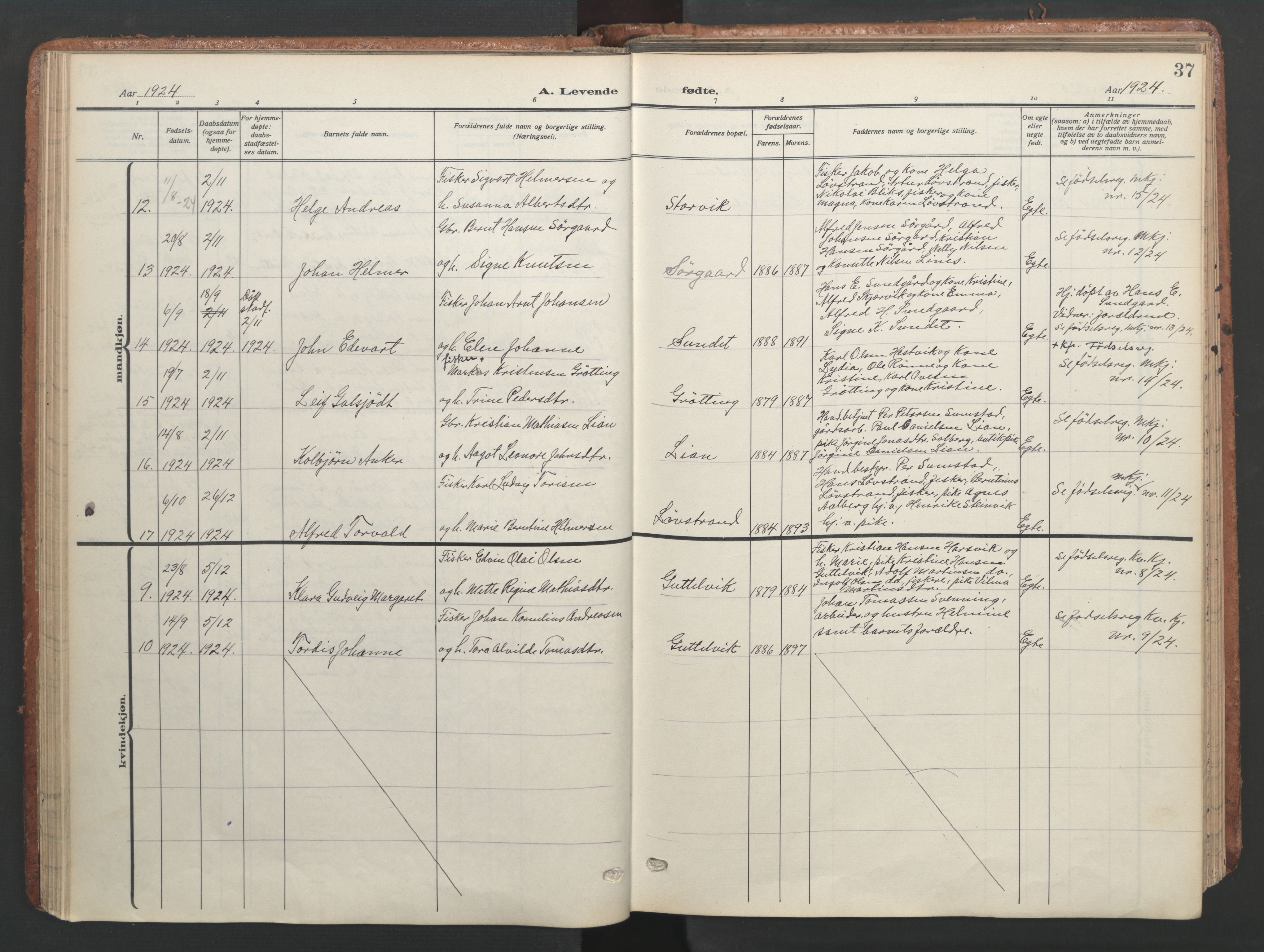 Ministerialprotokoller, klokkerbøker og fødselsregistre - Sør-Trøndelag, AV/SAT-A-1456/656/L0694: Ministerialbok nr. 656A03, 1914-1931, s. 37