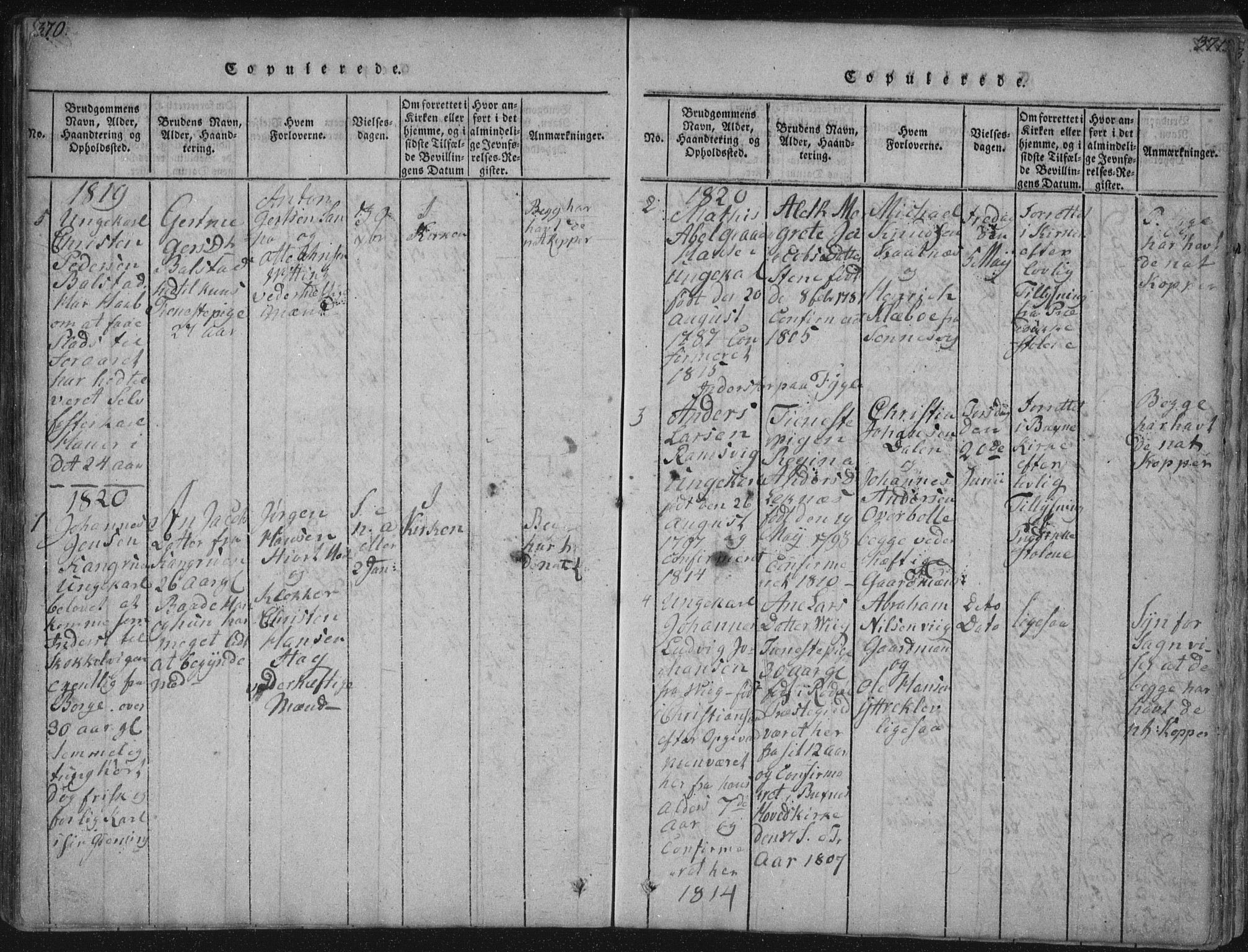 Ministerialprotokoller, klokkerbøker og fødselsregistre - Nordland, AV/SAT-A-1459/881/L1164: Klokkerbok nr. 881C01, 1818-1853, s. 370-371