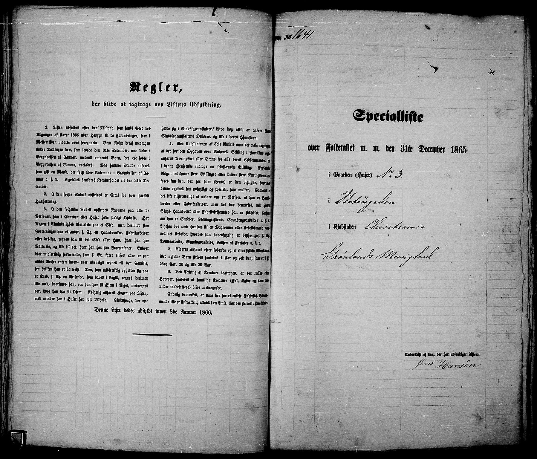 RA, Folketelling 1865 for 0301 Kristiania kjøpstad, 1865, s. 3721