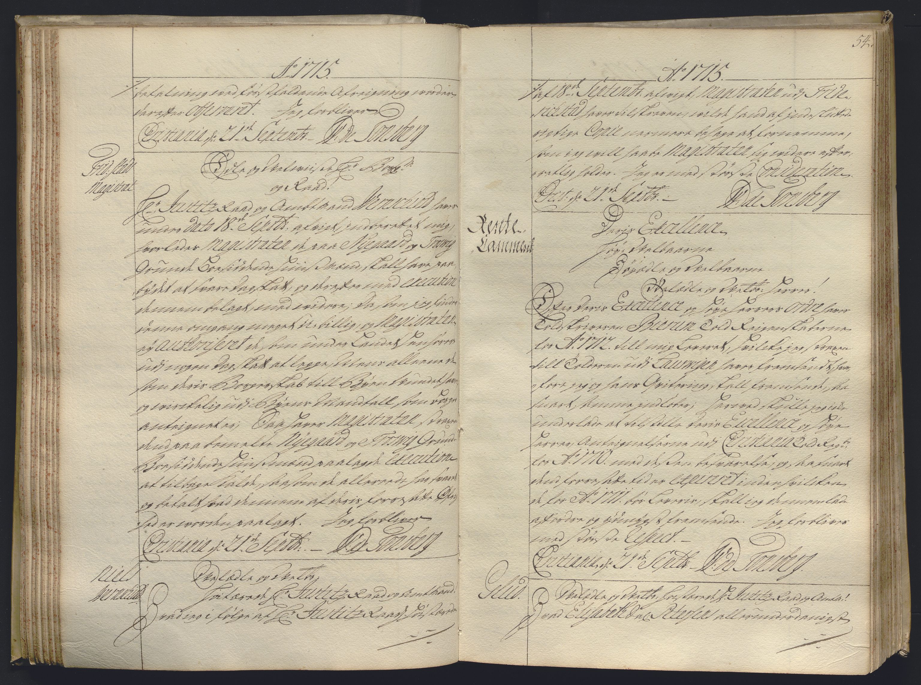 Kristiania stiftamt, AV/SAO-A-10386/B/Ba/L0004: Kopibok, 1715-1717, s. 53b-54a