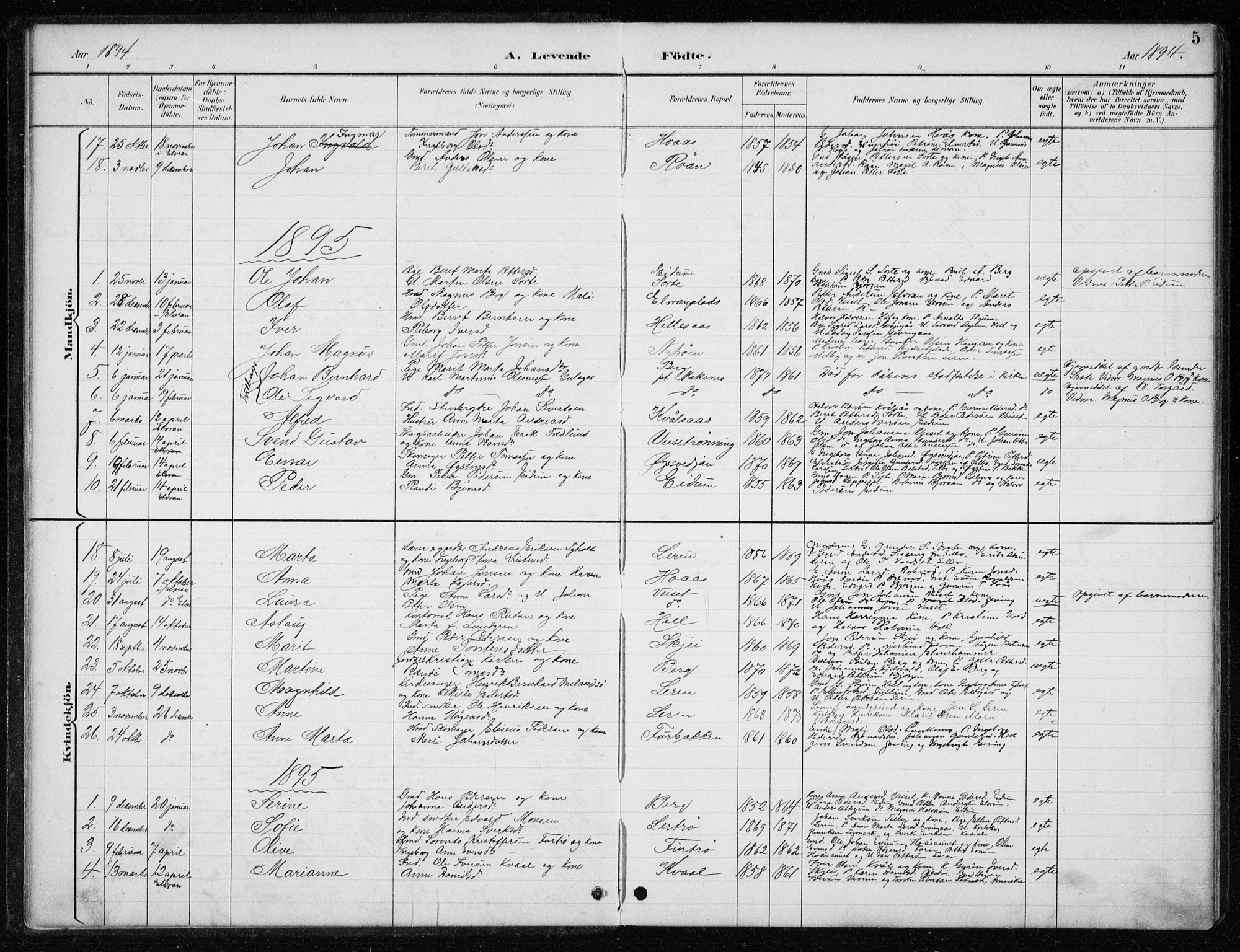 Ministerialprotokoller, klokkerbøker og fødselsregistre - Nord-Trøndelag, SAT/A-1458/710/L0096: Klokkerbok nr. 710C01, 1892-1925, s. 5