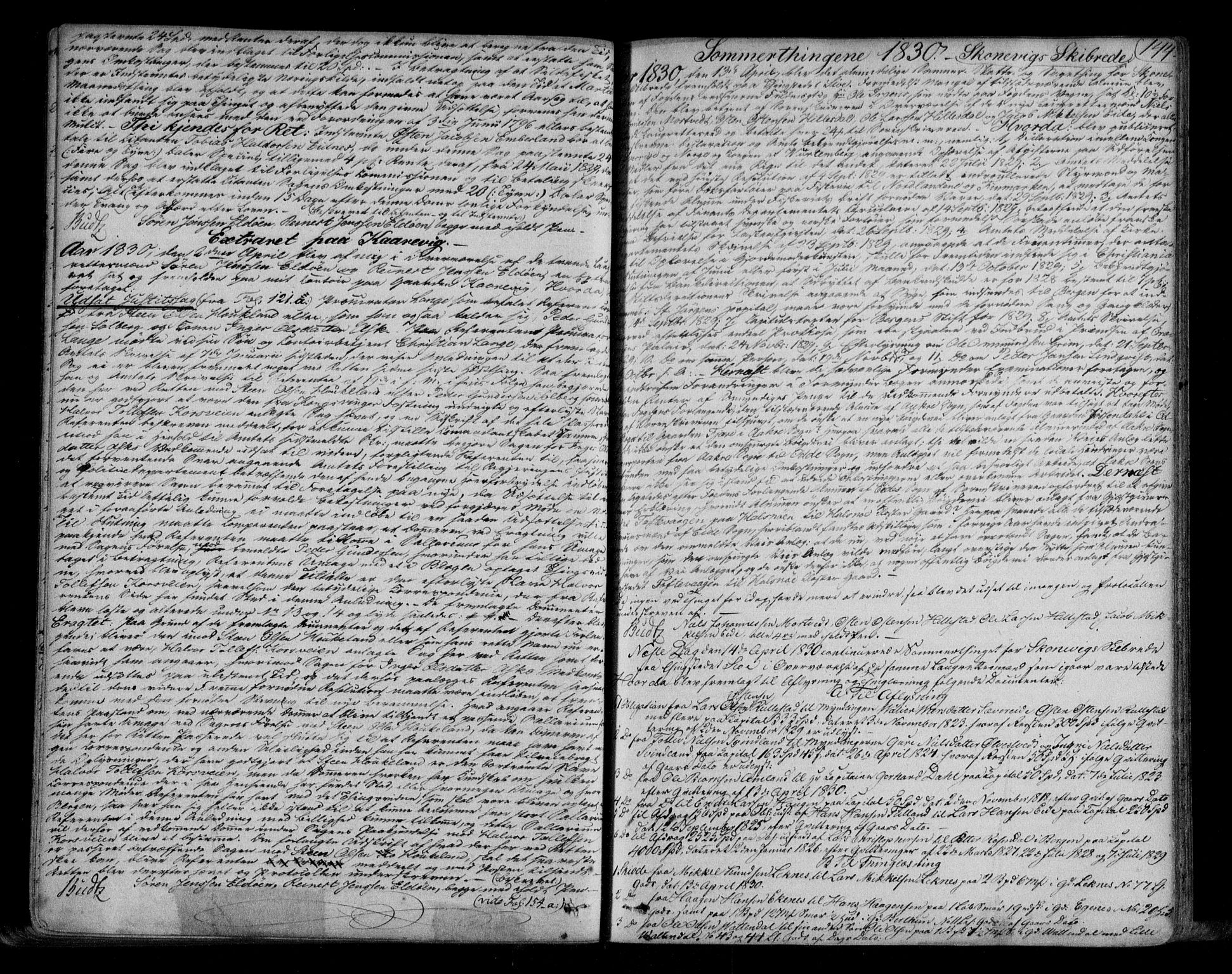 Sunnhordland sorenskrivar, SAB/A-2401/1/F/Faa/L0049: Tingbøker, 1827-1835, s. 143b-144a