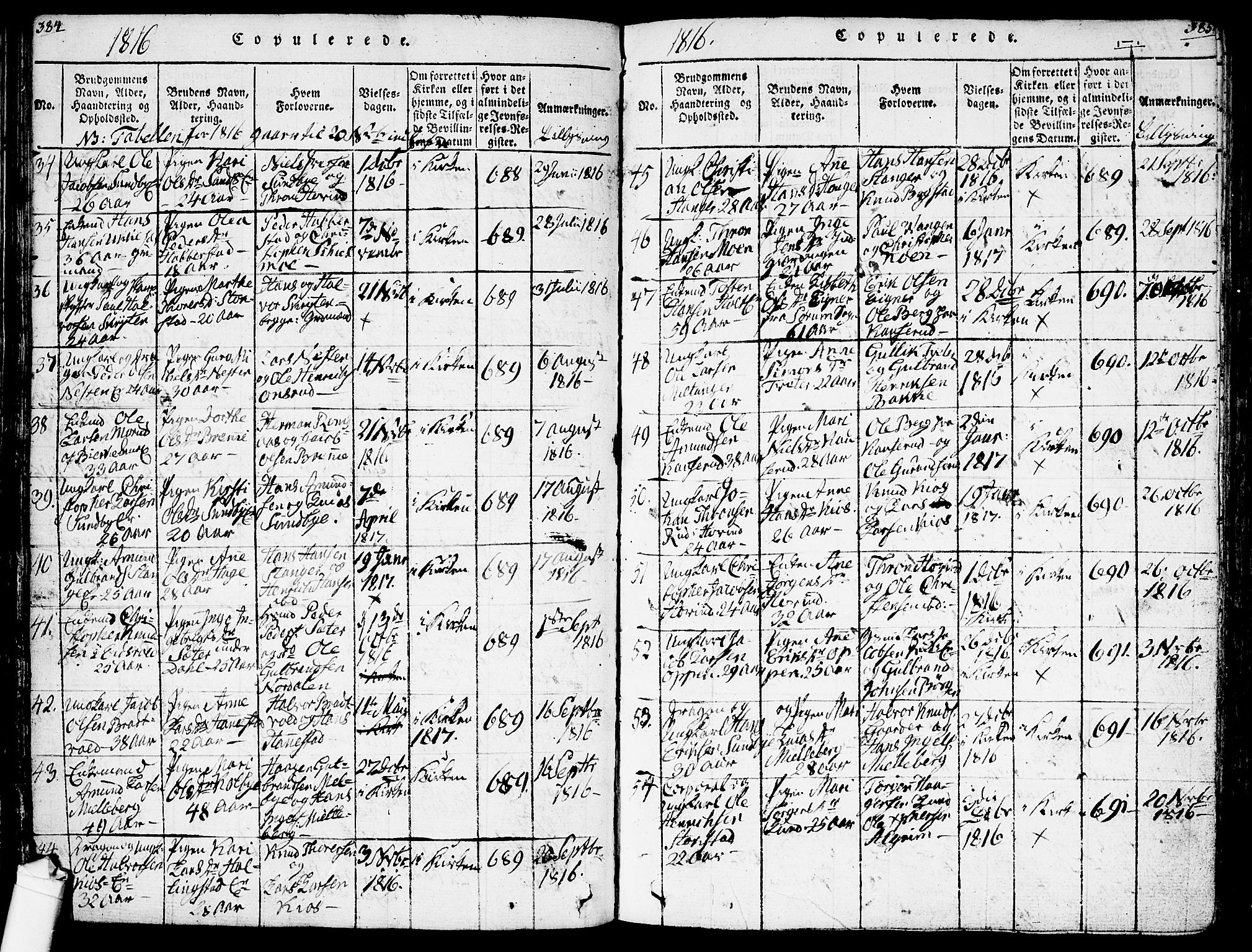 Ullensaker prestekontor Kirkebøker, AV/SAO-A-10236a/F/Fa/L0013: Ministerialbok nr. I 13, 1815-1835, s. 384-385