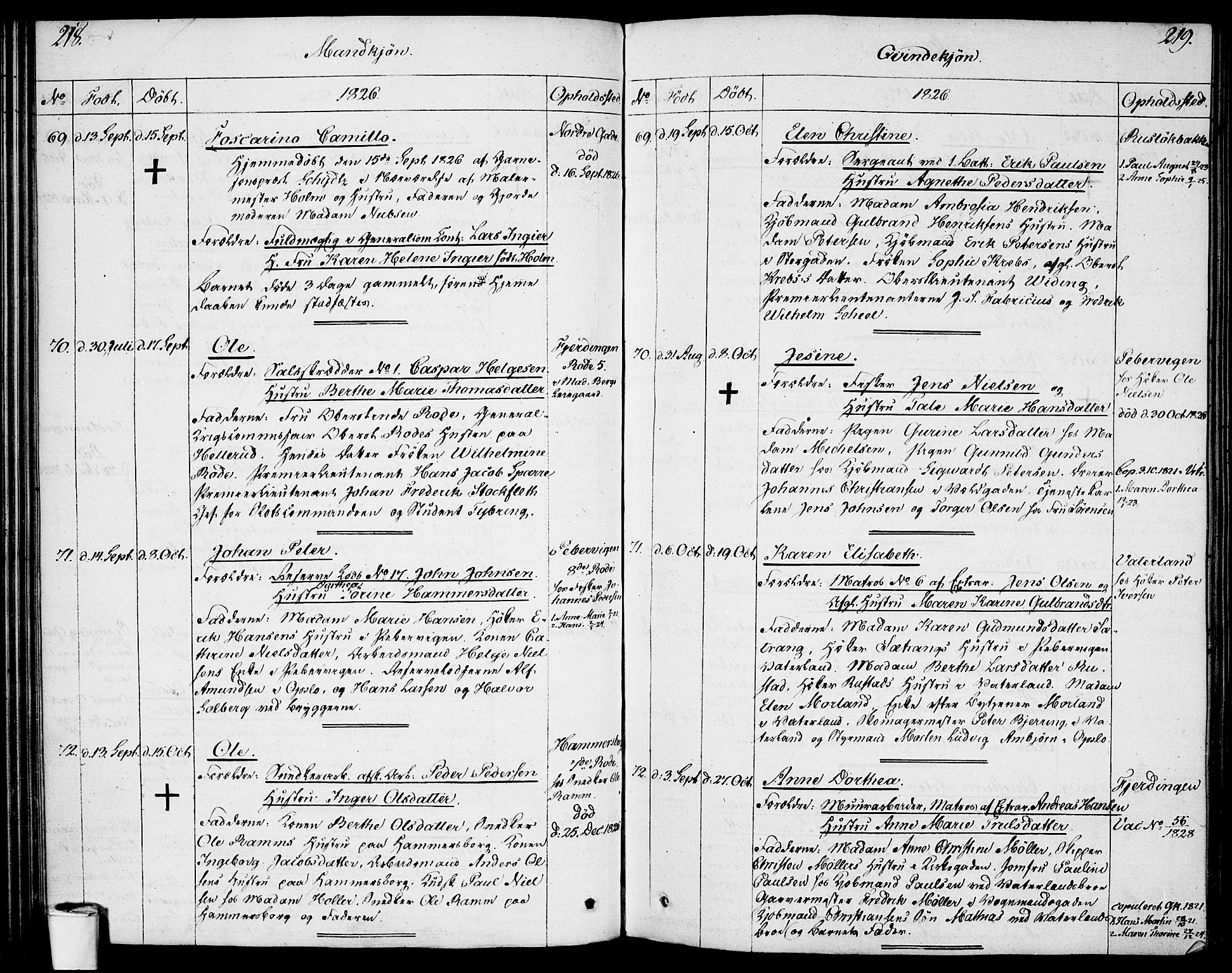 Garnisonsmenigheten Kirkebøker, AV/SAO-A-10846/F/Fa/L0004: Ministerialbok nr. 4, 1820-1828, s. 218-219