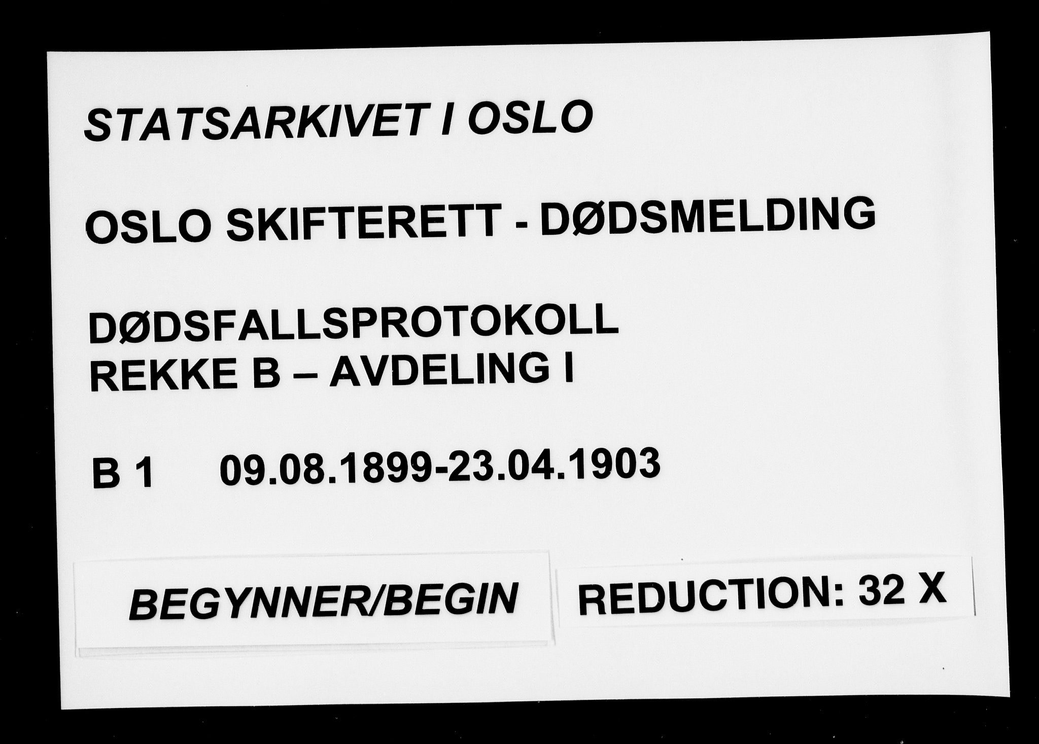Oslo skifterett, SAO/A-10383/G/Ga/Gab/L0001: Dødsfallsprotokoll, 1899-1903