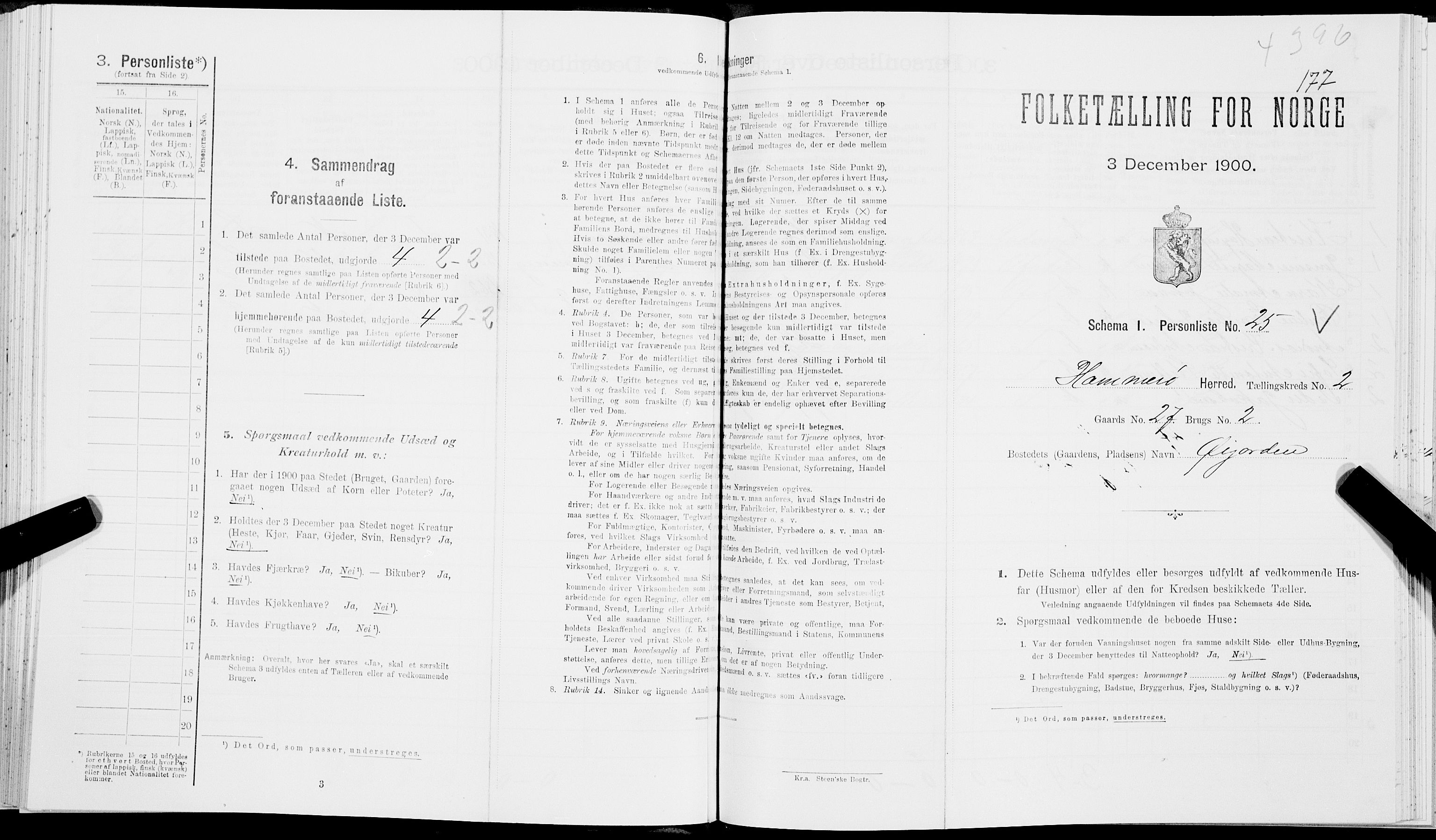 SAT, Folketelling 1900 for 1849 Hamarøy herred, 1900, s. 194