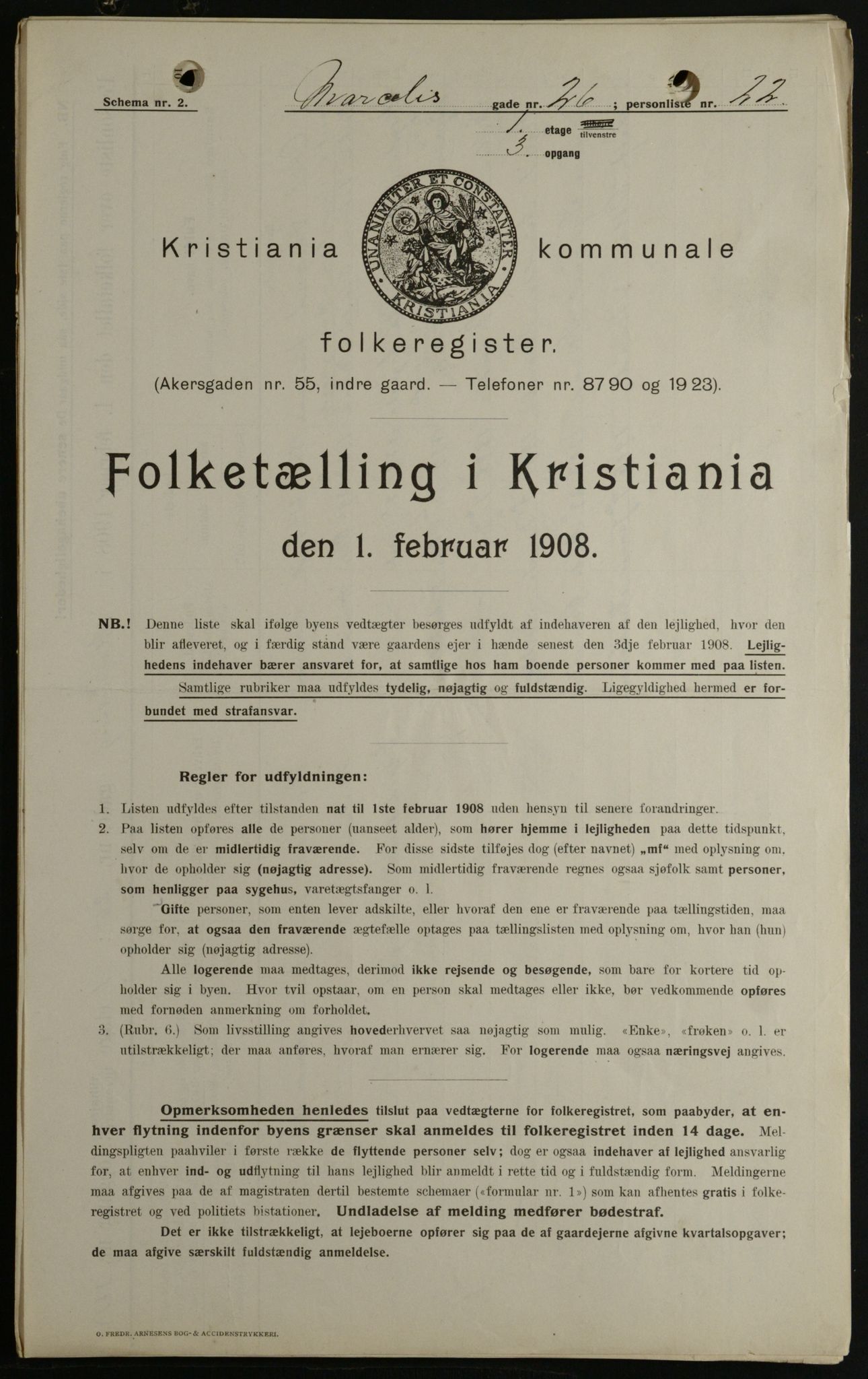 OBA, Kommunal folketelling 1.2.1908 for Kristiania kjøpstad, 1908, s. 57807