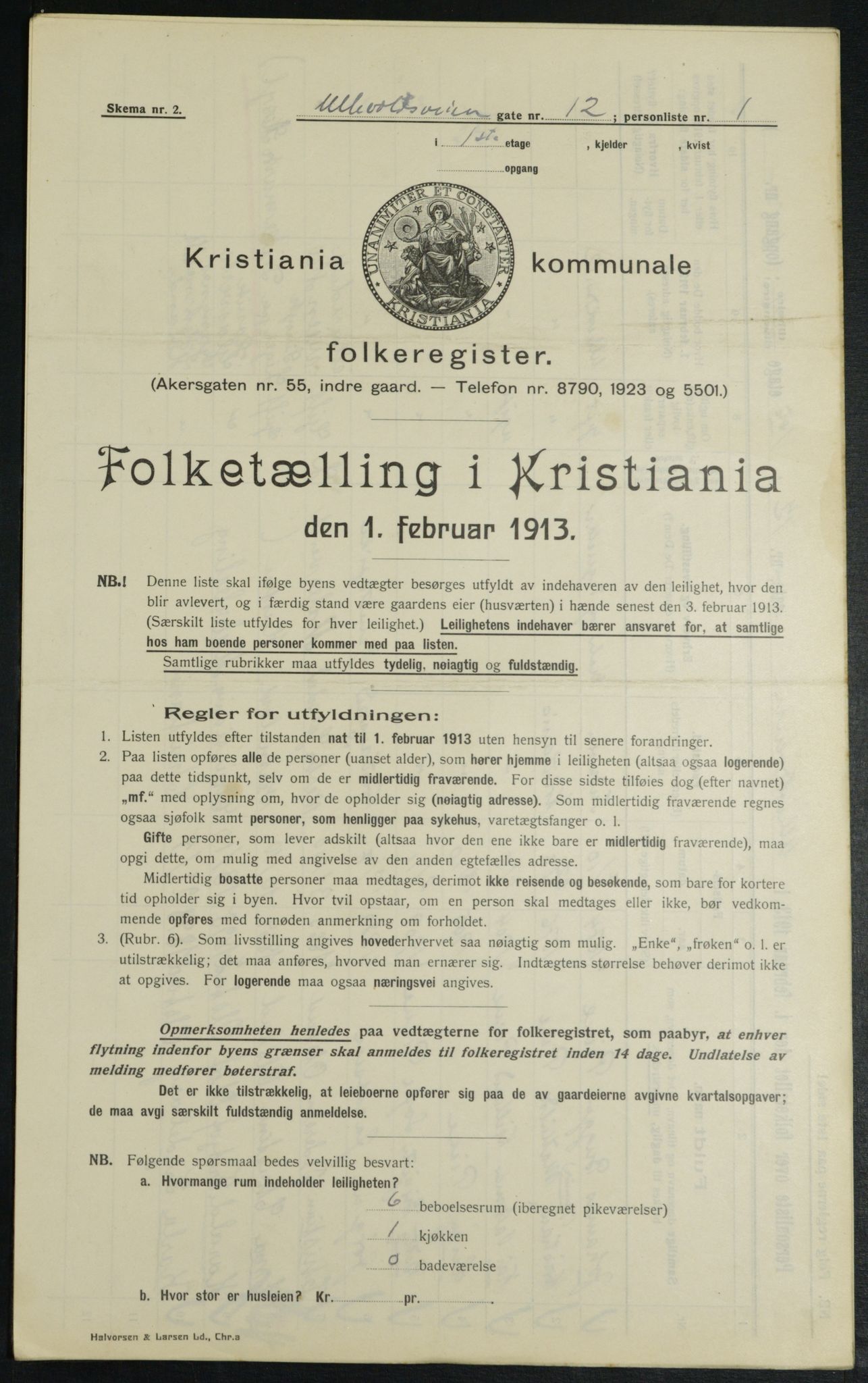 OBA, Kommunal folketelling 1.2.1913 for Kristiania, 1913, s. 118905