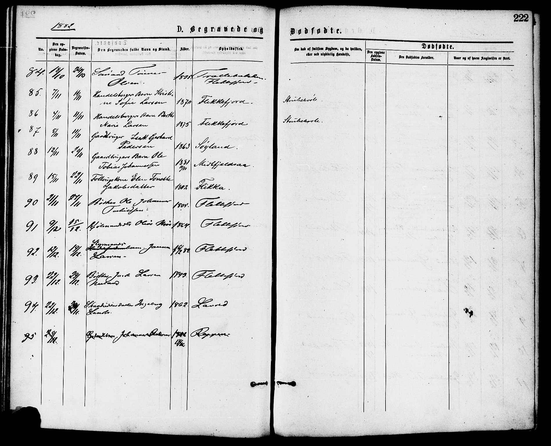 Flekkefjord sokneprestkontor, AV/SAK-1111-0012/F/Fa/Fac/L0007: Ministerialbok nr. A 7, 1875-1885, s. 222