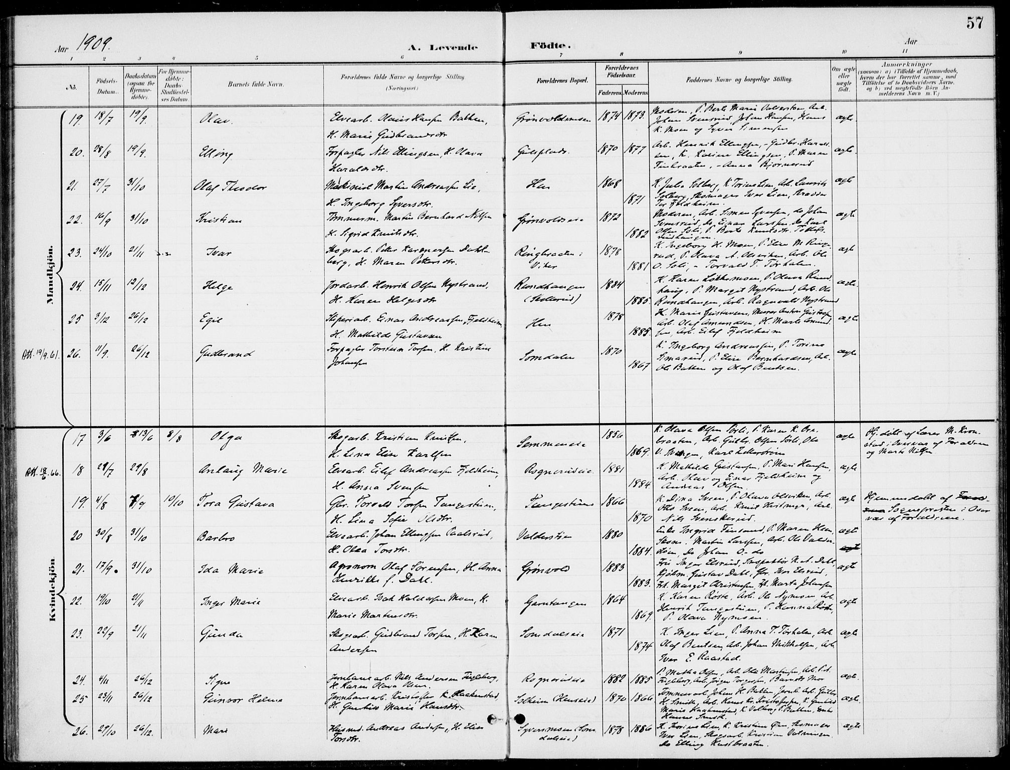 Ådal kirkebøker, AV/SAKO-A-248/F/Fb/L0002: Ministerialbok nr. II 2, 1898-1917, s. 57